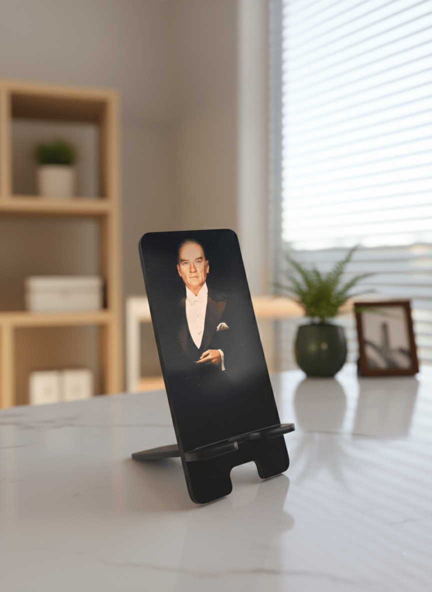 Pleksi Masaüstü Cep Telefonu Tutucu - ATATÜRK Serisi Standora Tasarım