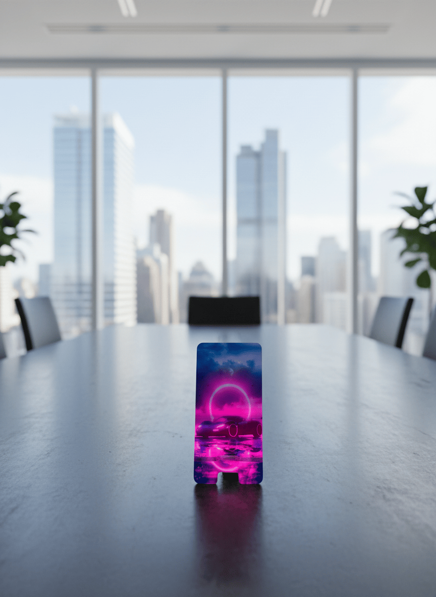 Pleksi Masaüstü Cep Telefonu Tutucu - Neon Araba Standora Tasarım