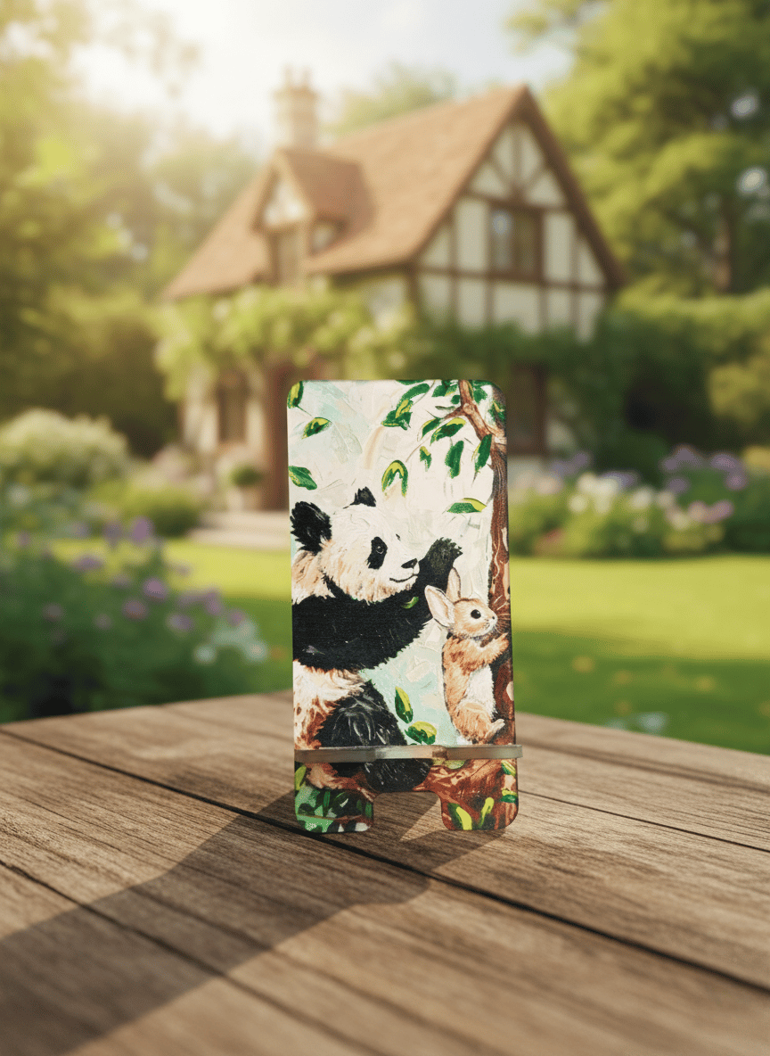 Pleksi Masaüstü Cep Telefonu Tutucu - Panda Tavşan Standora Tasarım