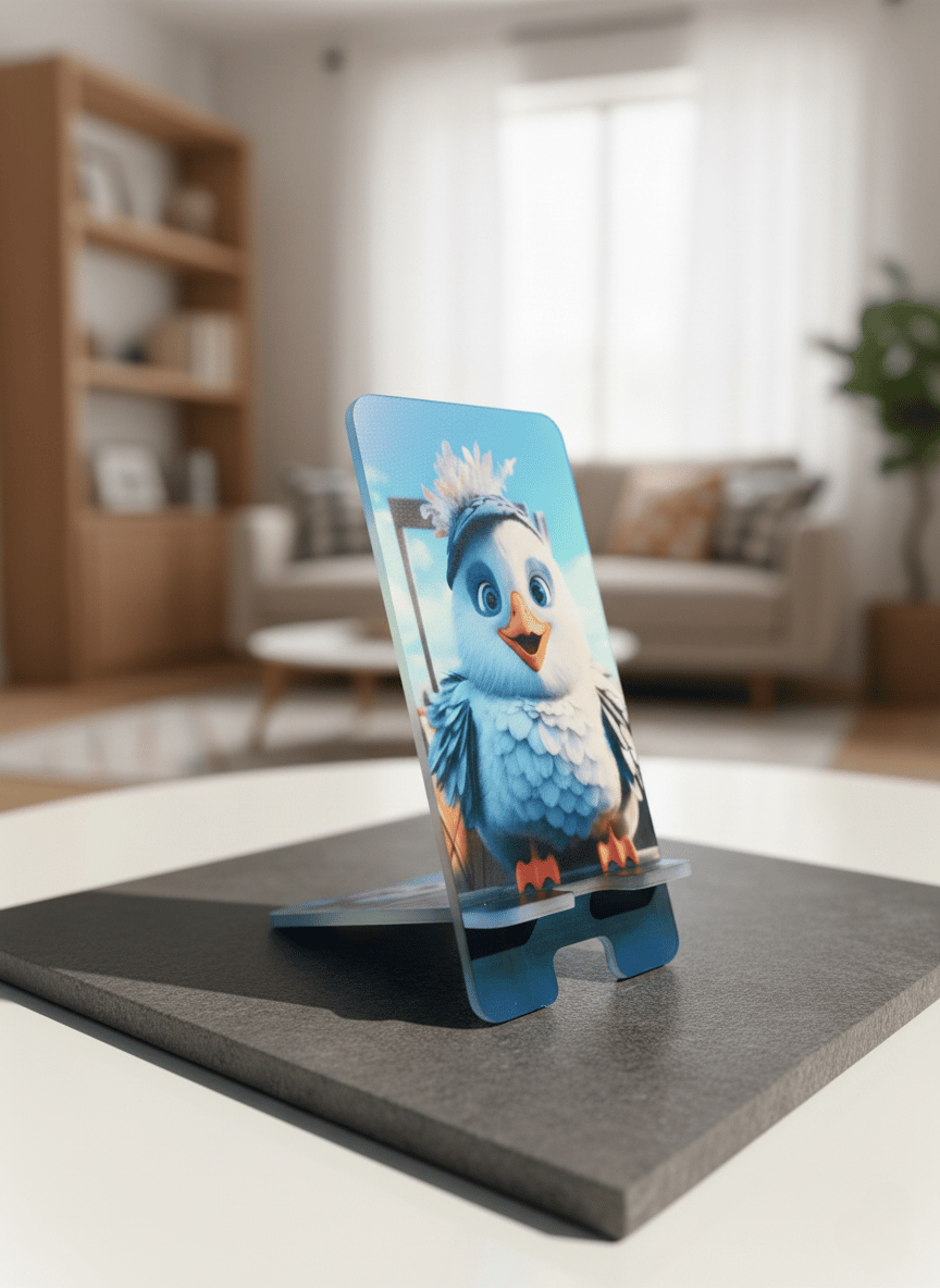 Pleksi Masaüstü Cep Telefonu Tutucu - Sevimli Kuş Standora Tasarım