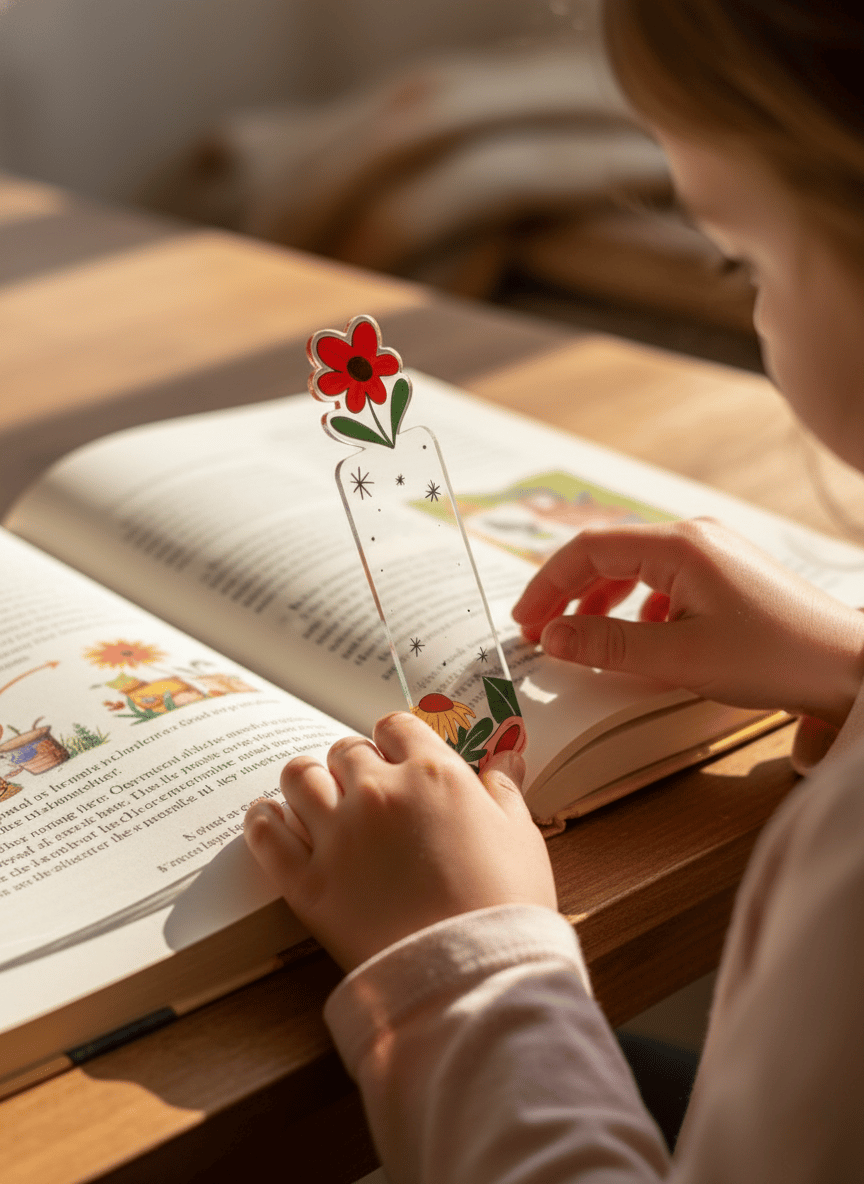 Retro Çiçekli Kitap Ayracı | Bohem Tarz Akrilik Ayraç | Papatya ve Çiçek Figürlü Hediye