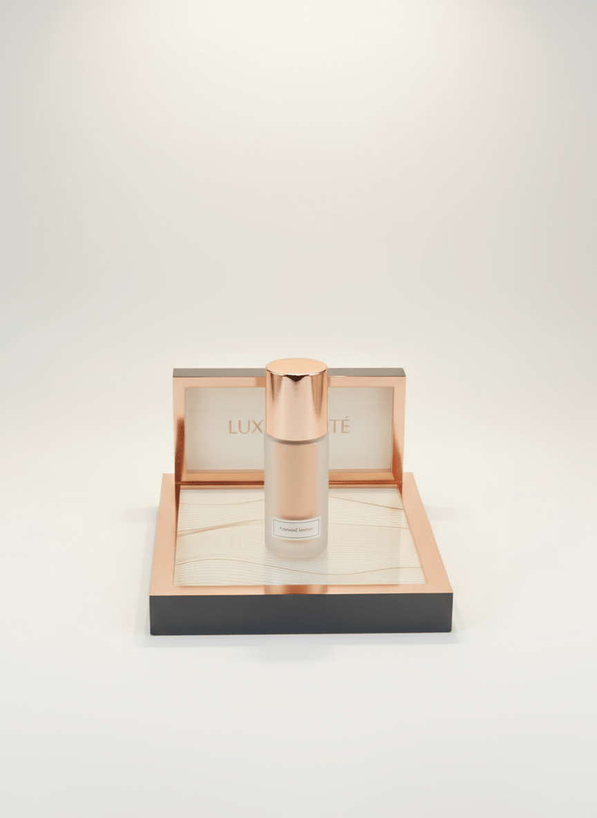 Rose Gold Çerçeveli Modern Teşhir Yükselticisi I Dalgalı Desenli Lüks Kozmetik Standı