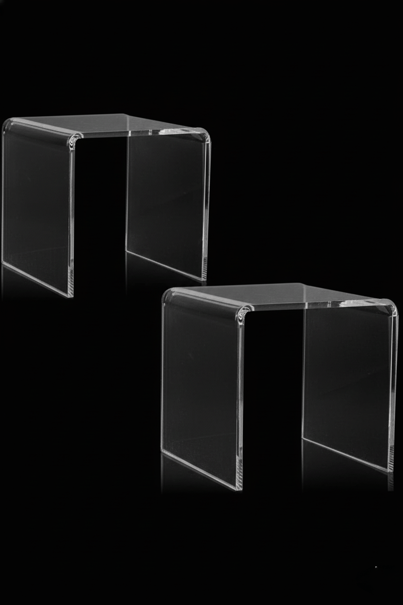 Şeffaf Pleksi Yükseltici Sergileme Standı 2'li Set - 8x8 cm (3mm)