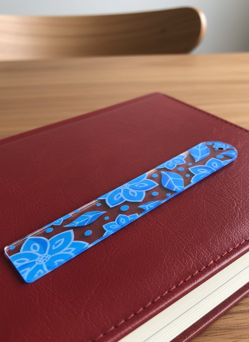 Yaprak Tasarımlı – Şeffaf UV Baskılı Pleksi Kitap Ayracı
