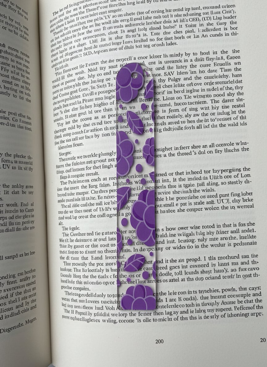 Yaprak Tasarımlı – Şeffaf UV Baskılı Pleksi Kitap Ayracı