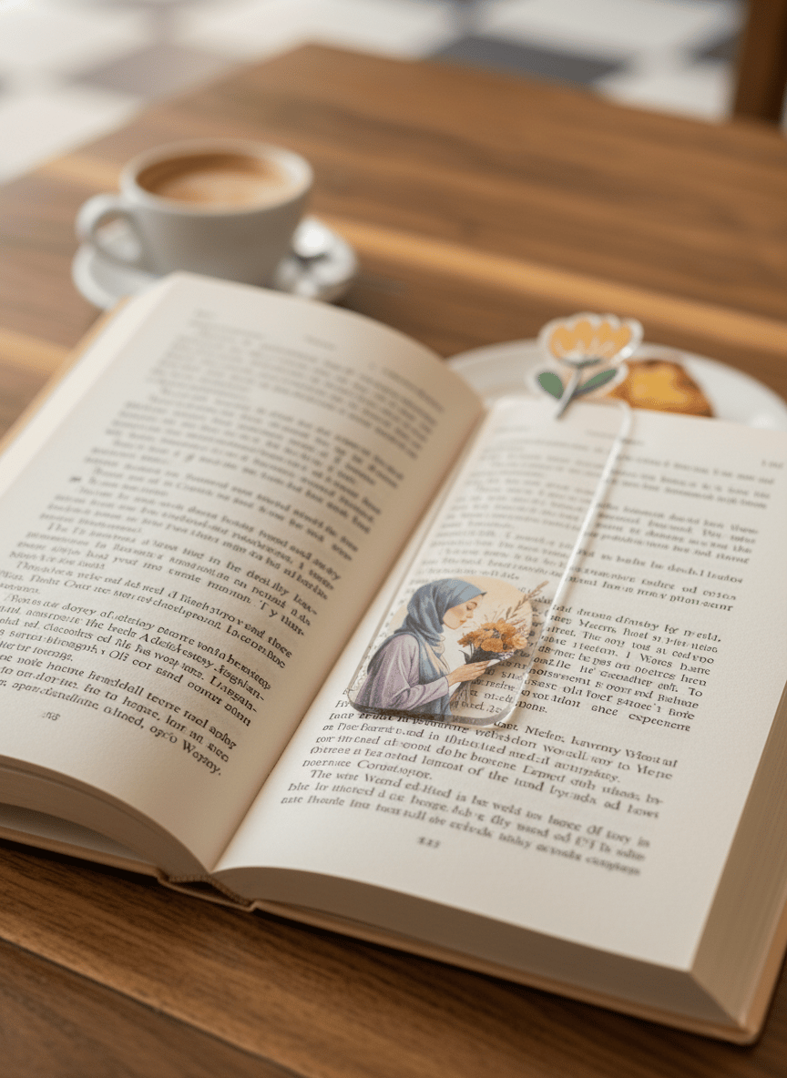 Zarif Çiçekli Kadın Temalı Kitap Ayracı