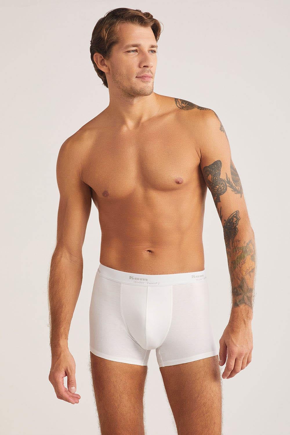 Tight Pamuklu 2 li Erkek Boxer - Beyaz