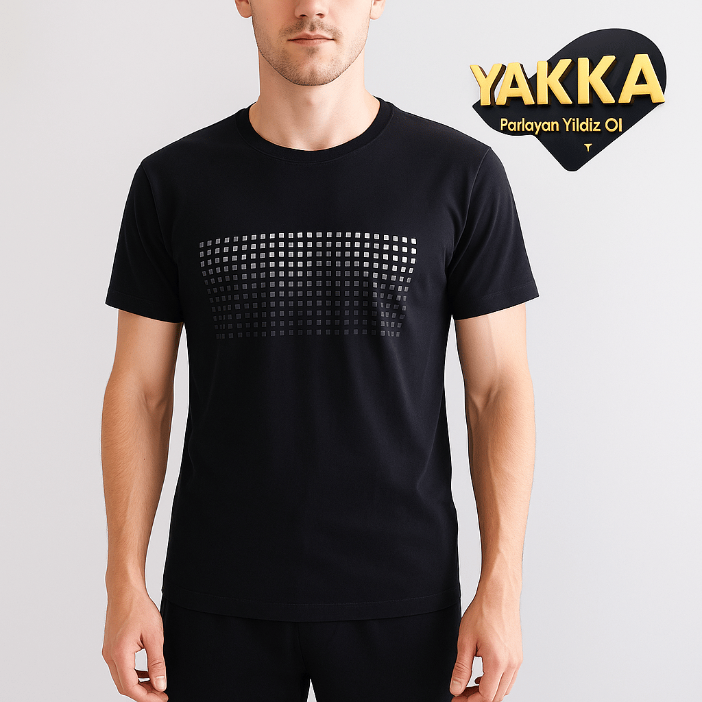 YAKKA Erkek Siyah Kare Desenli Tişört