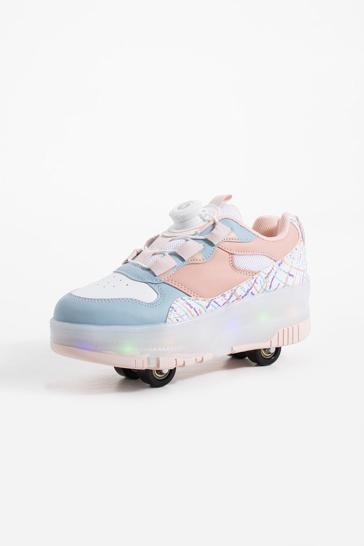 Çocuk Patenli Işıklı Spor Ayakkabı 4 Tekerlekli Çıkarılabilir Tekerlekli Sneaker