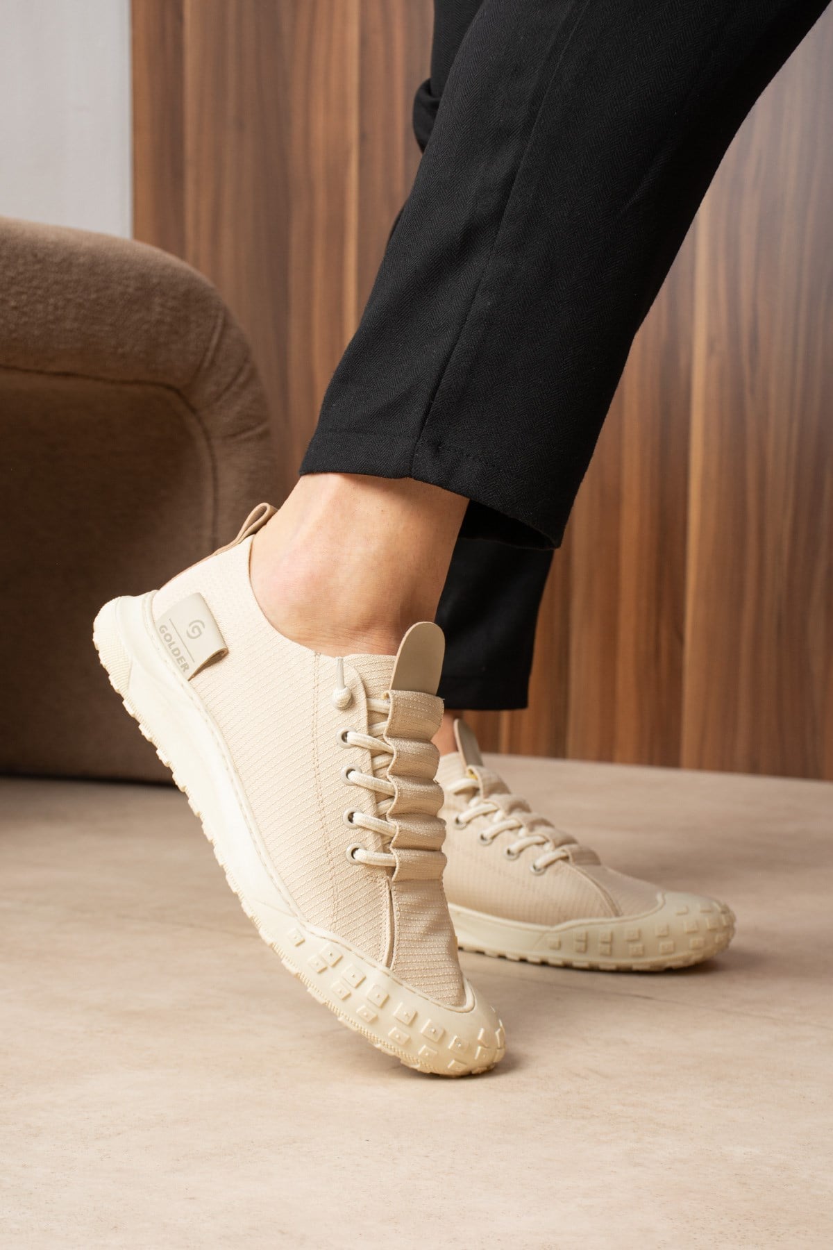Erkek Sneaker Günlük Bej Rahat Taban Spor Ayakkabı 