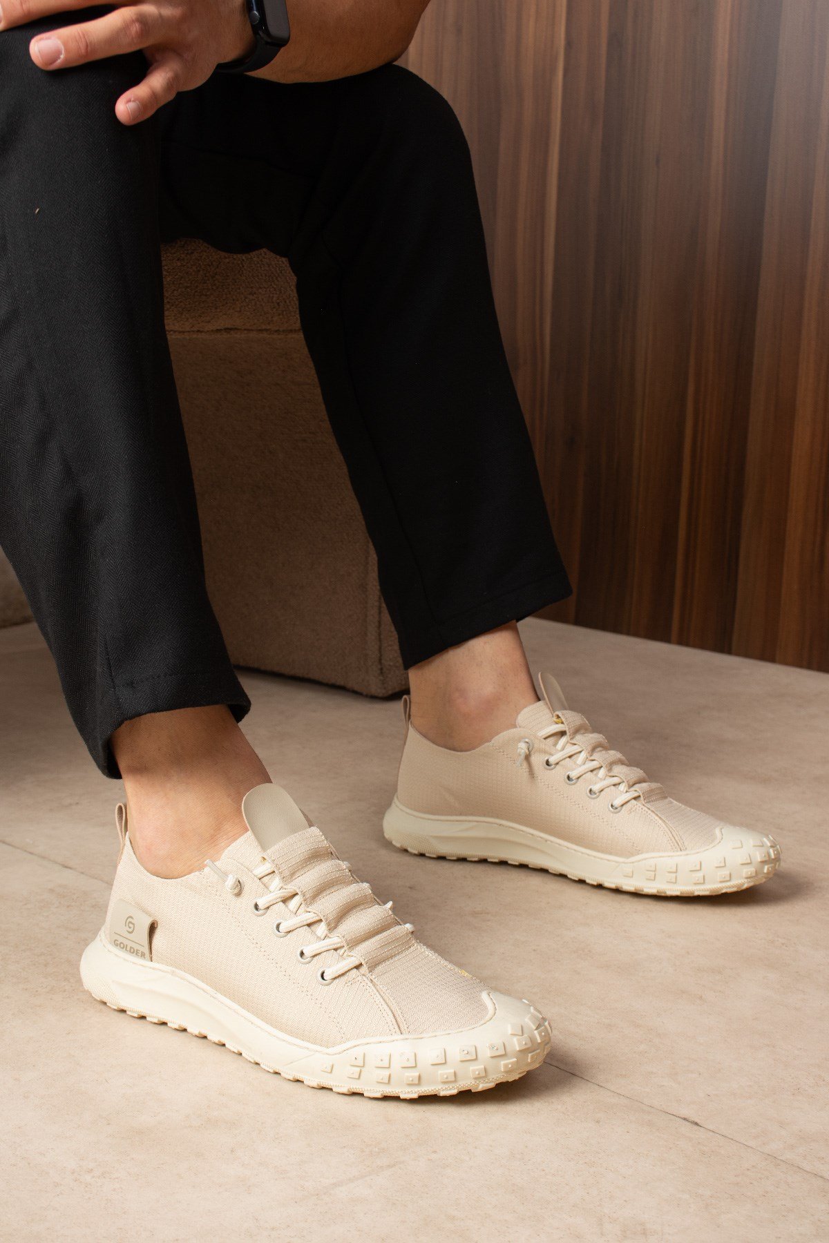 Erkek Sneaker Günlük Bej Rahat Taban Spor Ayakkabı 