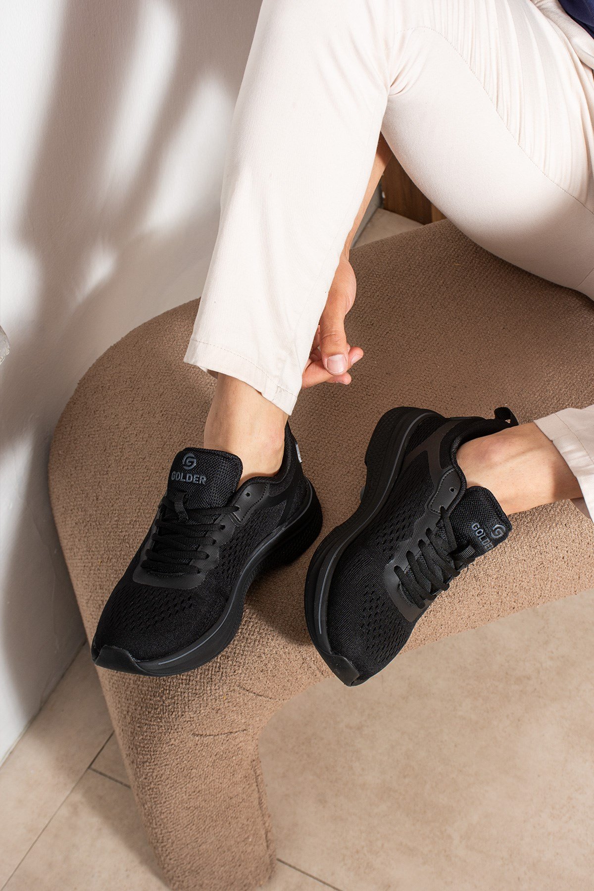 Erkek Sneaker Günlük Rahat Taban Spor Ayakkabı Siyah Siyah 