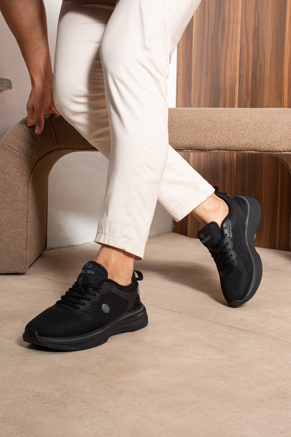 Erkek Sneaker Günlük Rahat Taban Spor Ayakkabı Siyah Siyah 