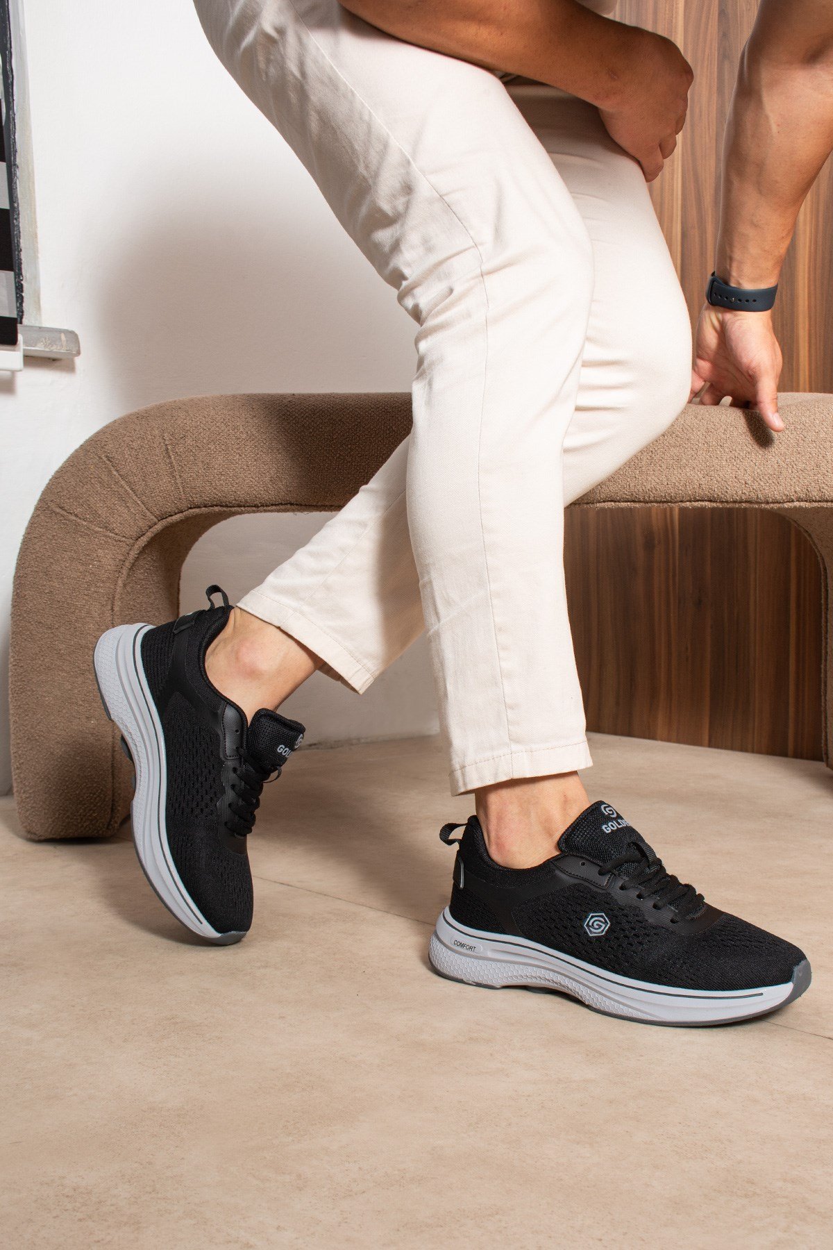 Erkek Sneaker Günlük Rahat Taban Spor Ayakkabı Siyah Gri