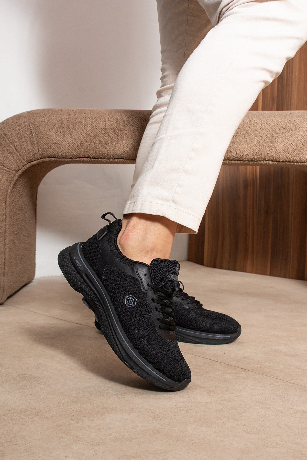 Erkek Sneaker Günlük Rahat Taban Spor Ayakkabı Siyah Siyah 