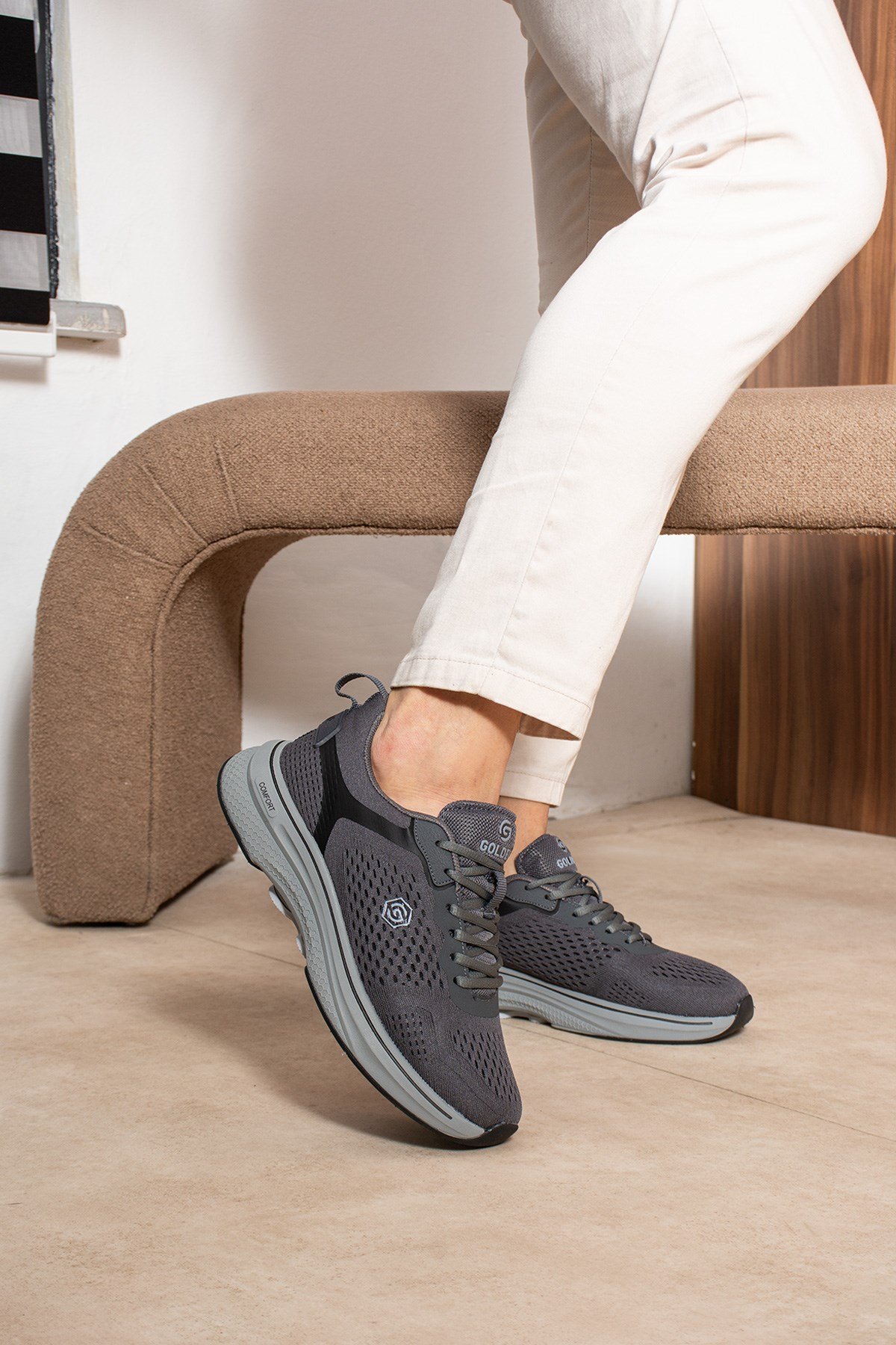 Erkek Sneaker Günlük Rahat Taban Spor Ayakkabı Füme  