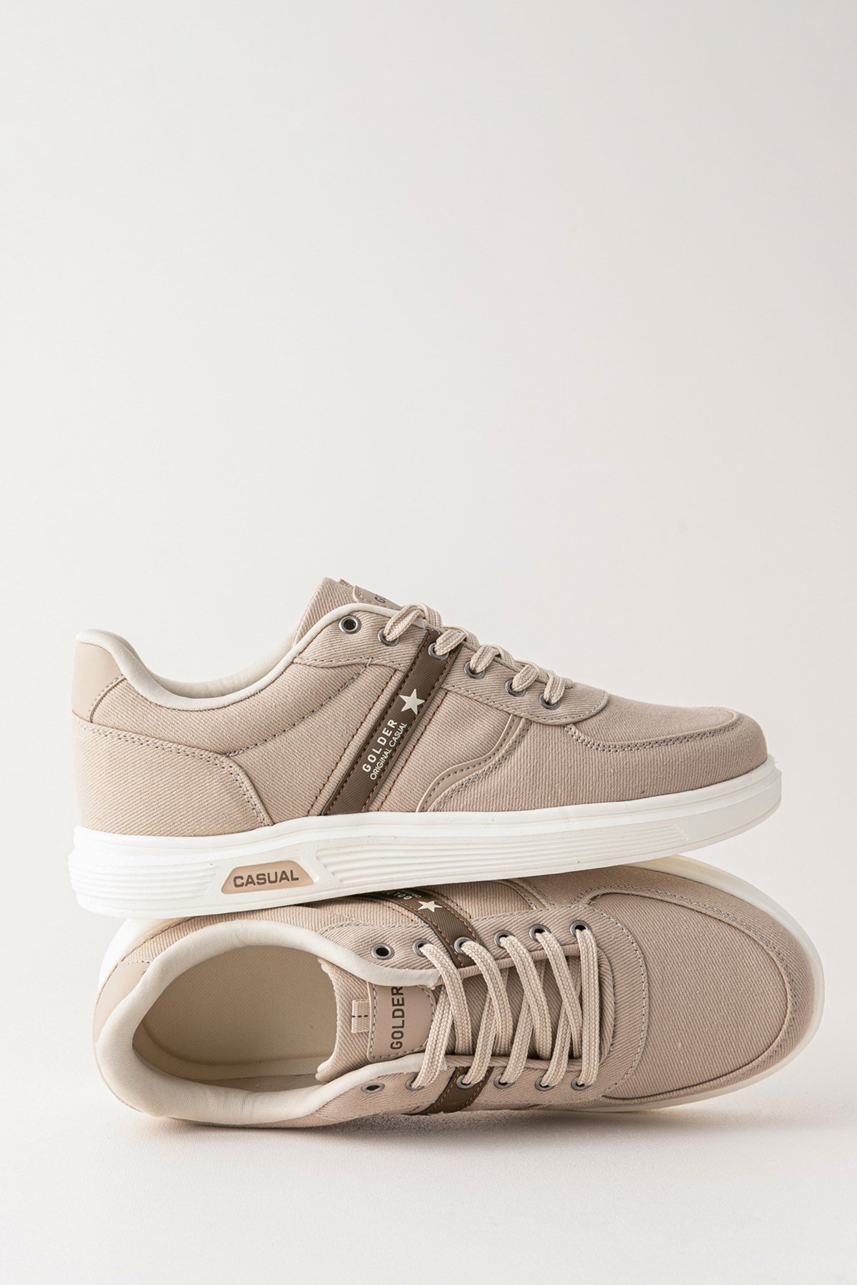 Erkek Spor Ayakkabı Bej Ultra Hafif Nefes Alan Rahat Günlük Sneaker