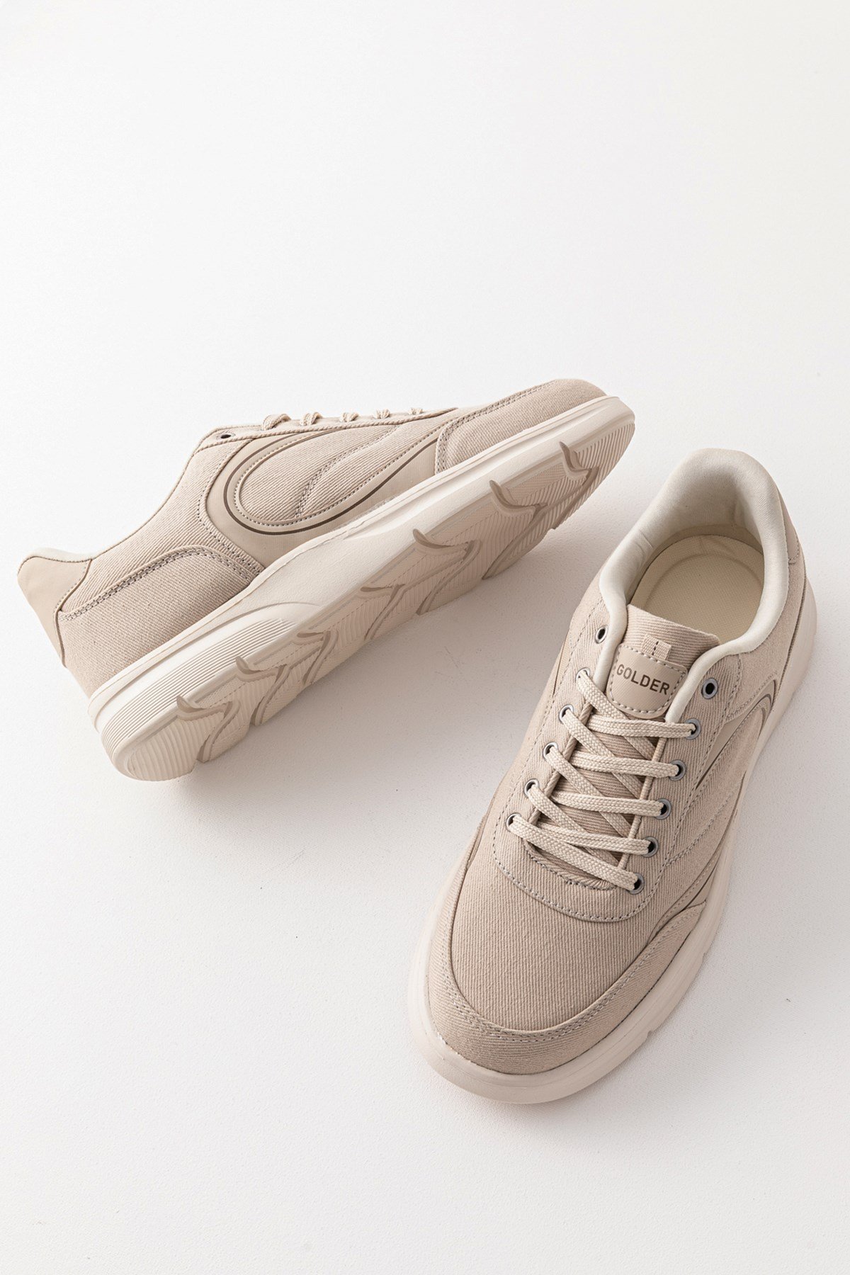 Erkek Spor Ayakkabı Bej Ultra Hafif Nefes Alan Rahat Günlük Sneaker