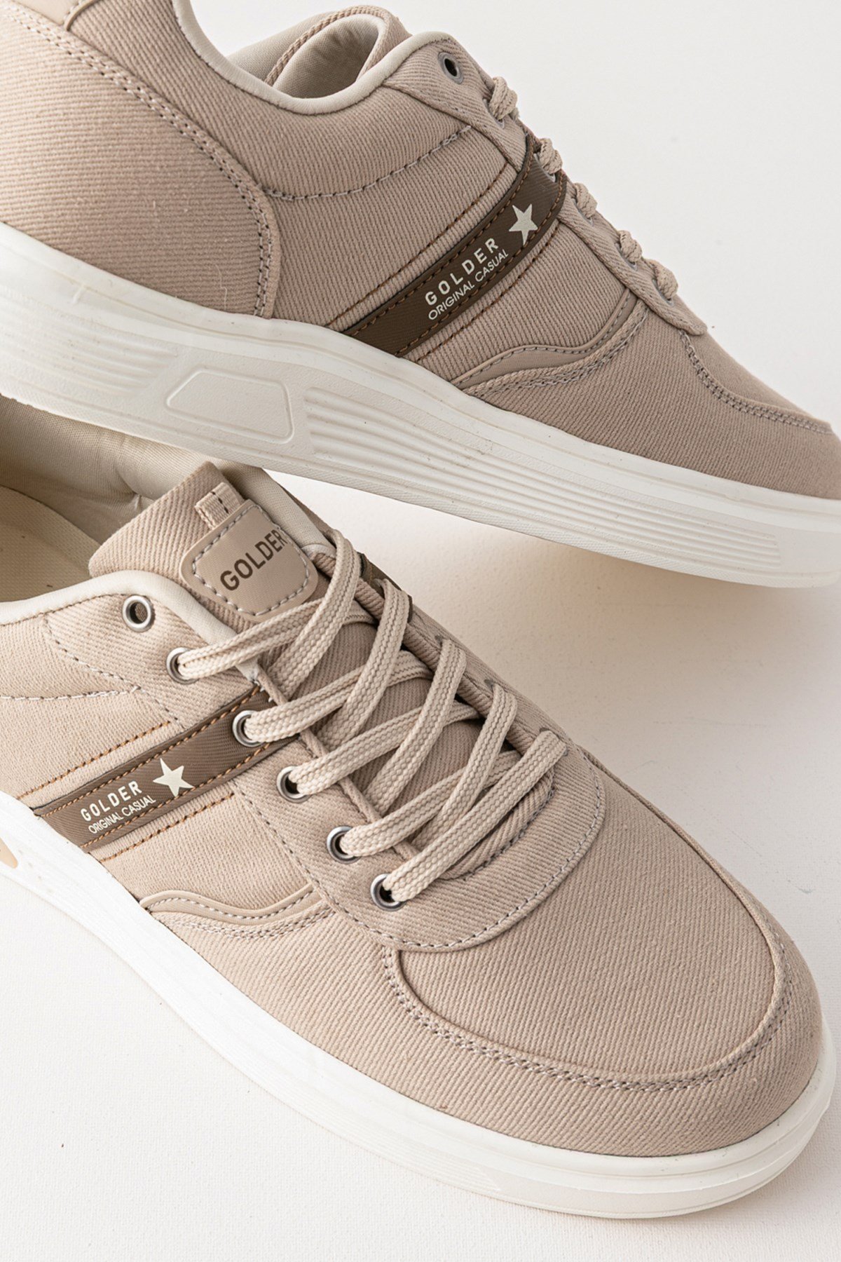 Erkek Spor Ayakkabı Bej Ultra Hafif Nefes Alan Rahat Günlük Sneaker