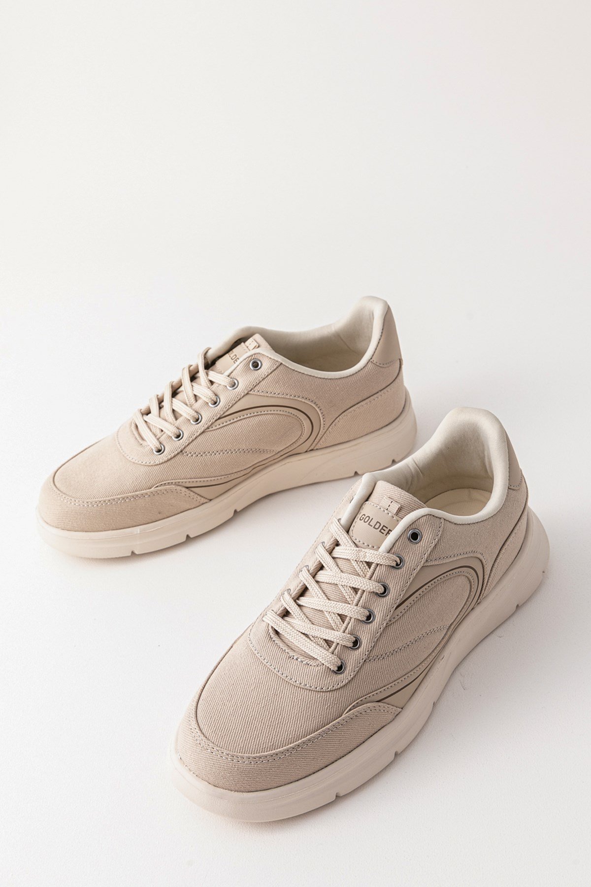 Erkek Spor Ayakkabı Bej Ultra Hafif Nefes Alan Rahat Günlük Sneaker