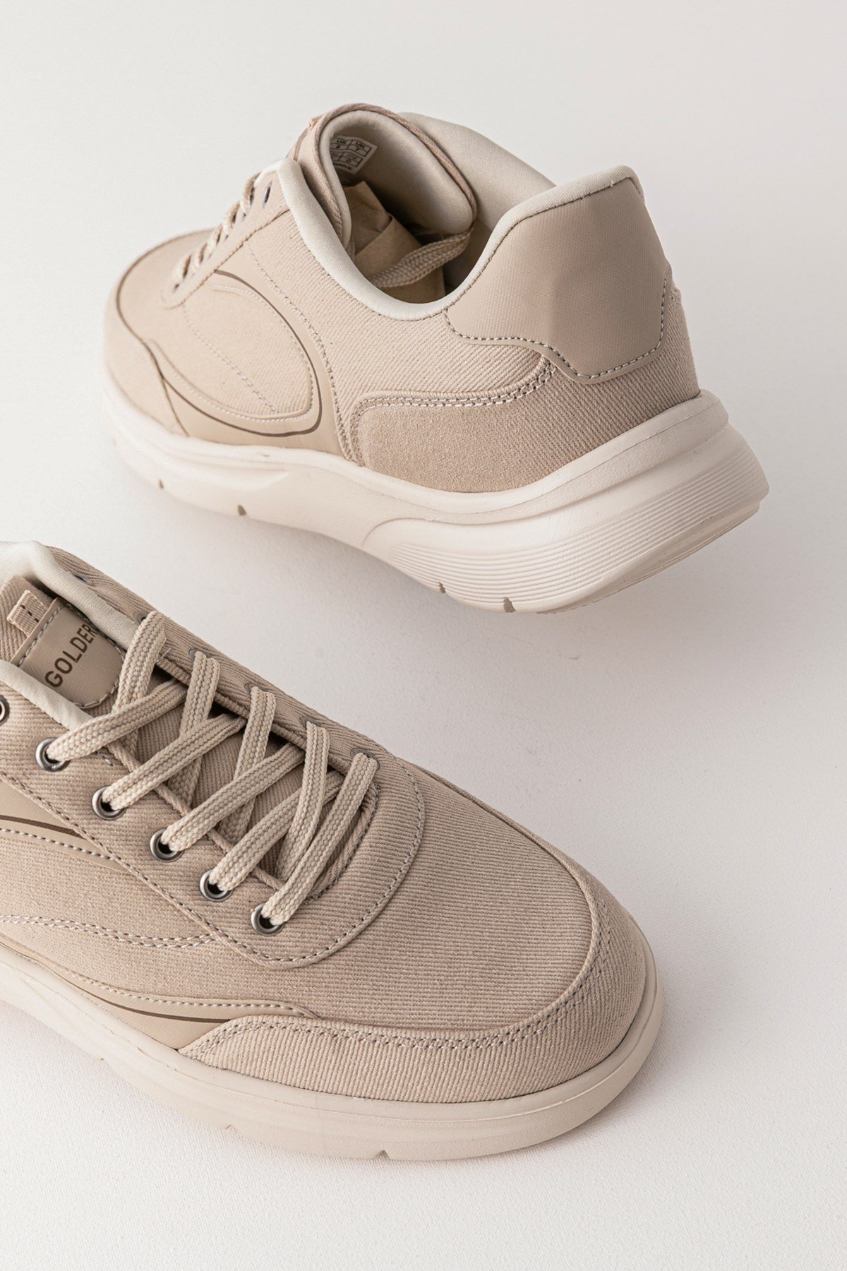 Erkek Spor Ayakkabı Bej Ultra Hafif Nefes Alan Rahat Günlük Sneaker