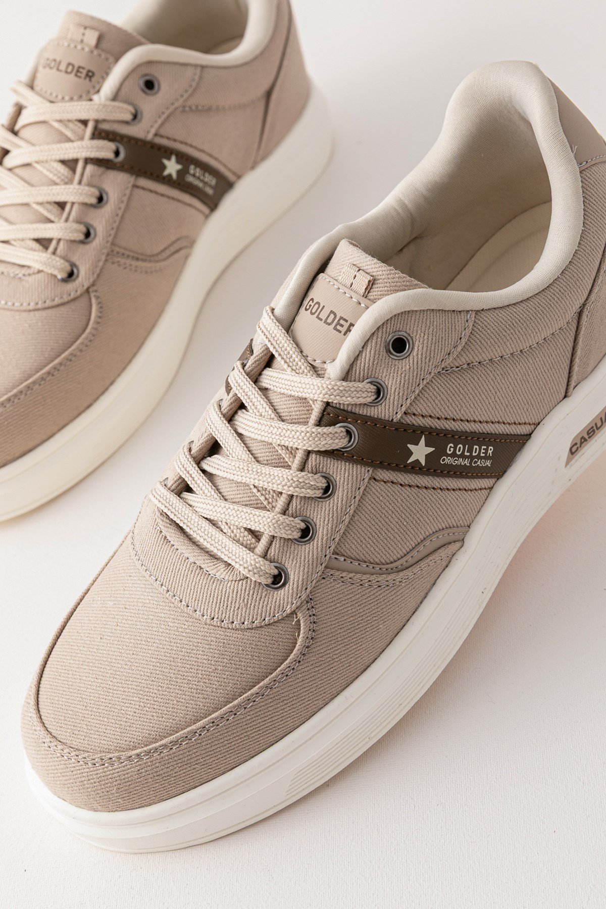 Erkek Spor Ayakkabı Bej Ultra Hafif Nefes Alan Rahat Günlük Sneaker