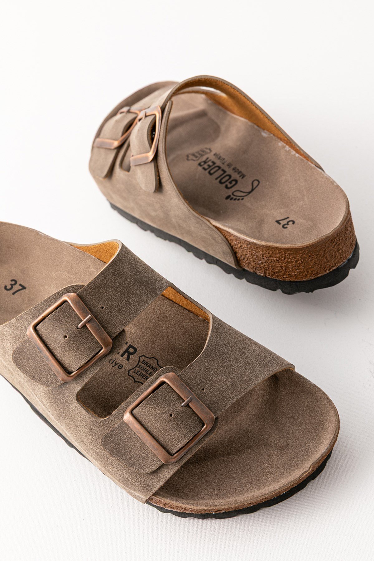 Unisex Vizon Yumuşak Ped Tabanlı Çift Bantlı Tokalı Günlük Rahat Yazlık Ev & Dışarı Terliği