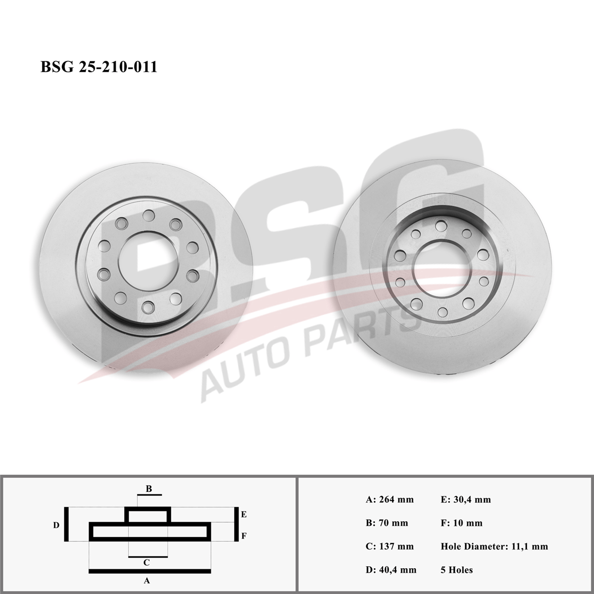 FIAT BSG BSG 25-210-011 FREN DISKI ARKA 10- GIULIETTA 1,4 TB 1,6 JTDM