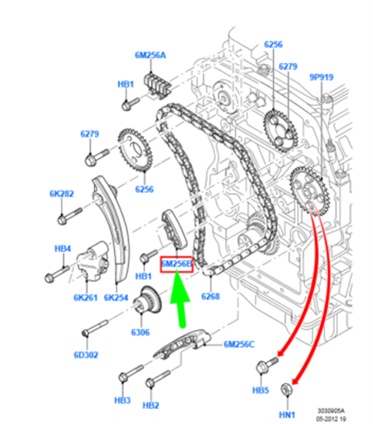 FORD TRANSIT V347 2006 SONRASI PALET: EKSANTRIK ZINCIR 7C16 6M256 CB