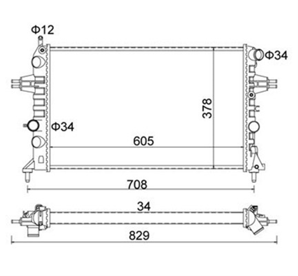 OPEL M.MARELLI MAG 359000300170 SU RADYATÖRÜ 98-04 ASTRA G ZAFIRA A X14XE Z14XE X16XEL Z16XE