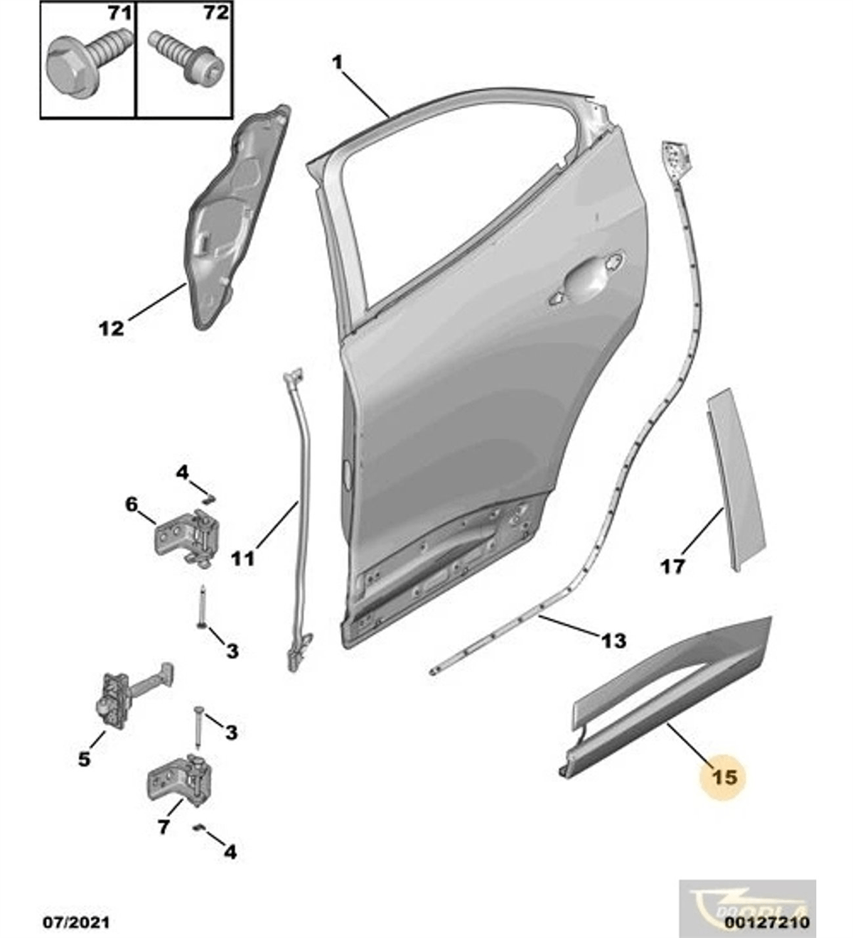OPEL MOKKA 2021 SONRASI KAPI BANDI ARKA SOL