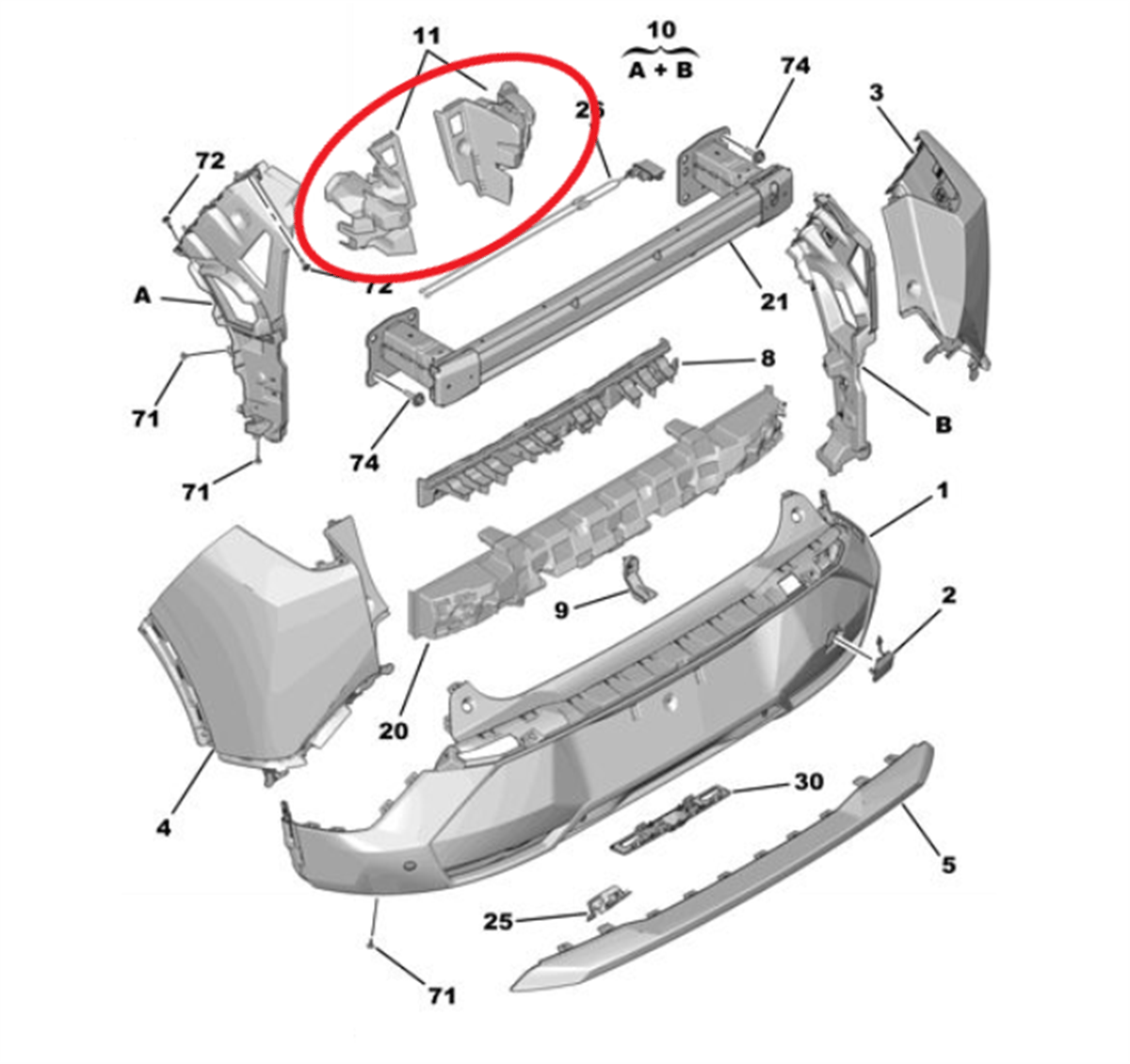 PSA 3008 2024 SONRASI ARKA TAMPON BAGLANTI AYAK