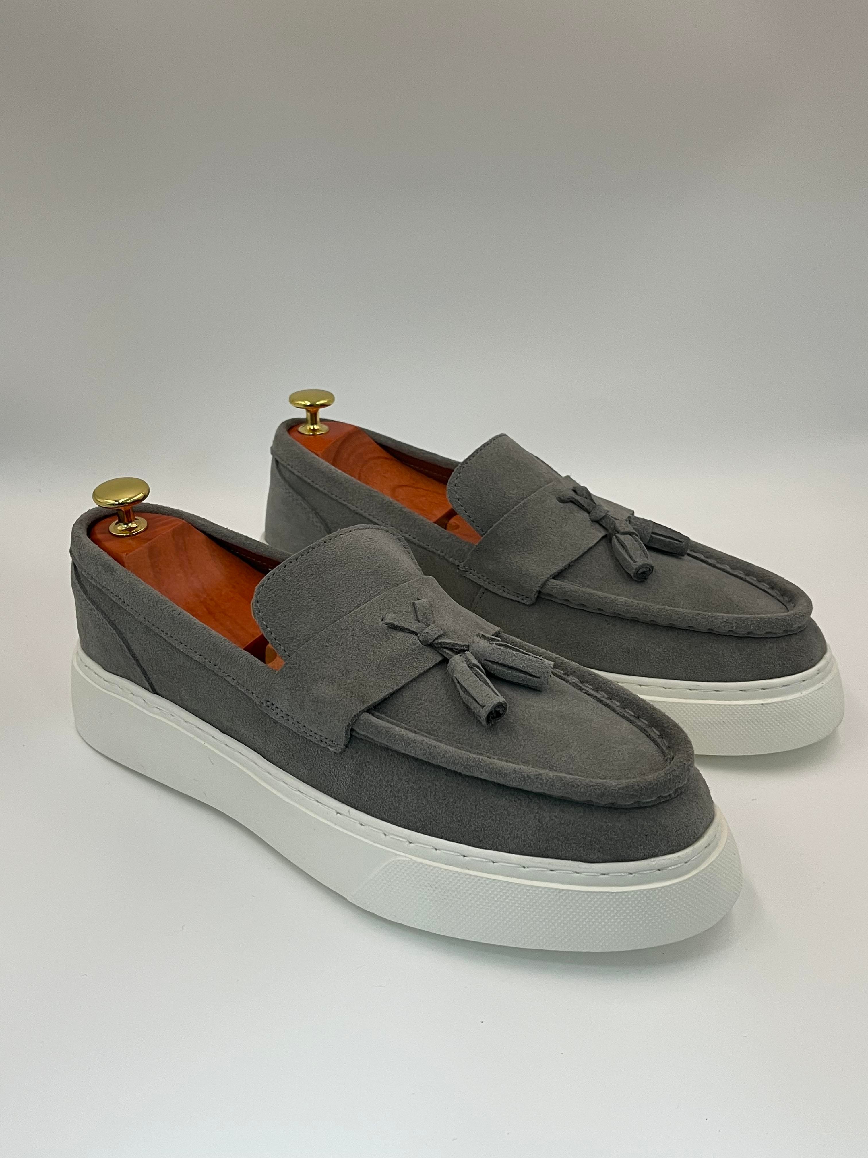ALVİO SHOES ERKEK AYAKKABI GRİ SÜET LOAFER