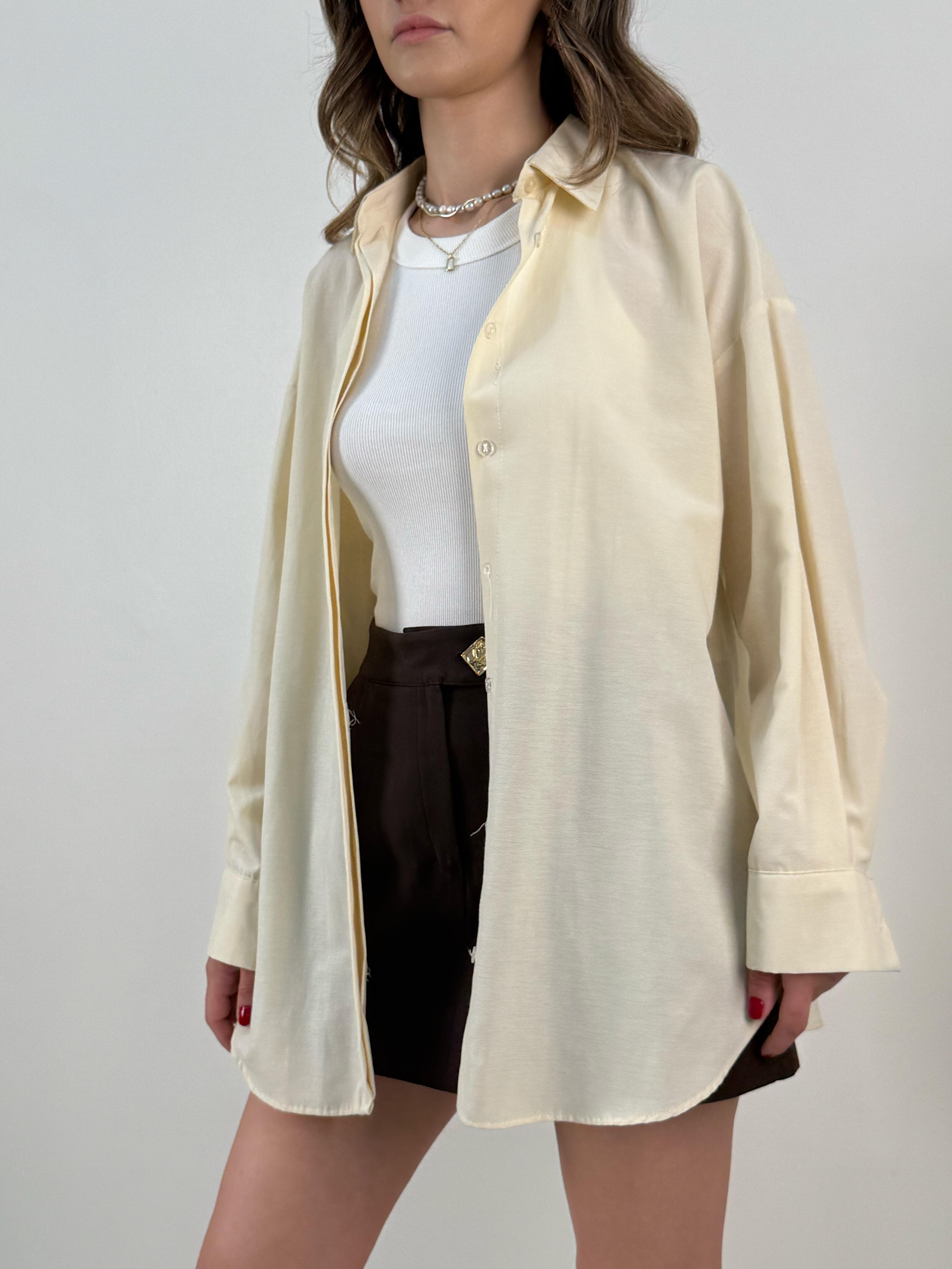 Açık Sarı Basic Oversize Gömlek