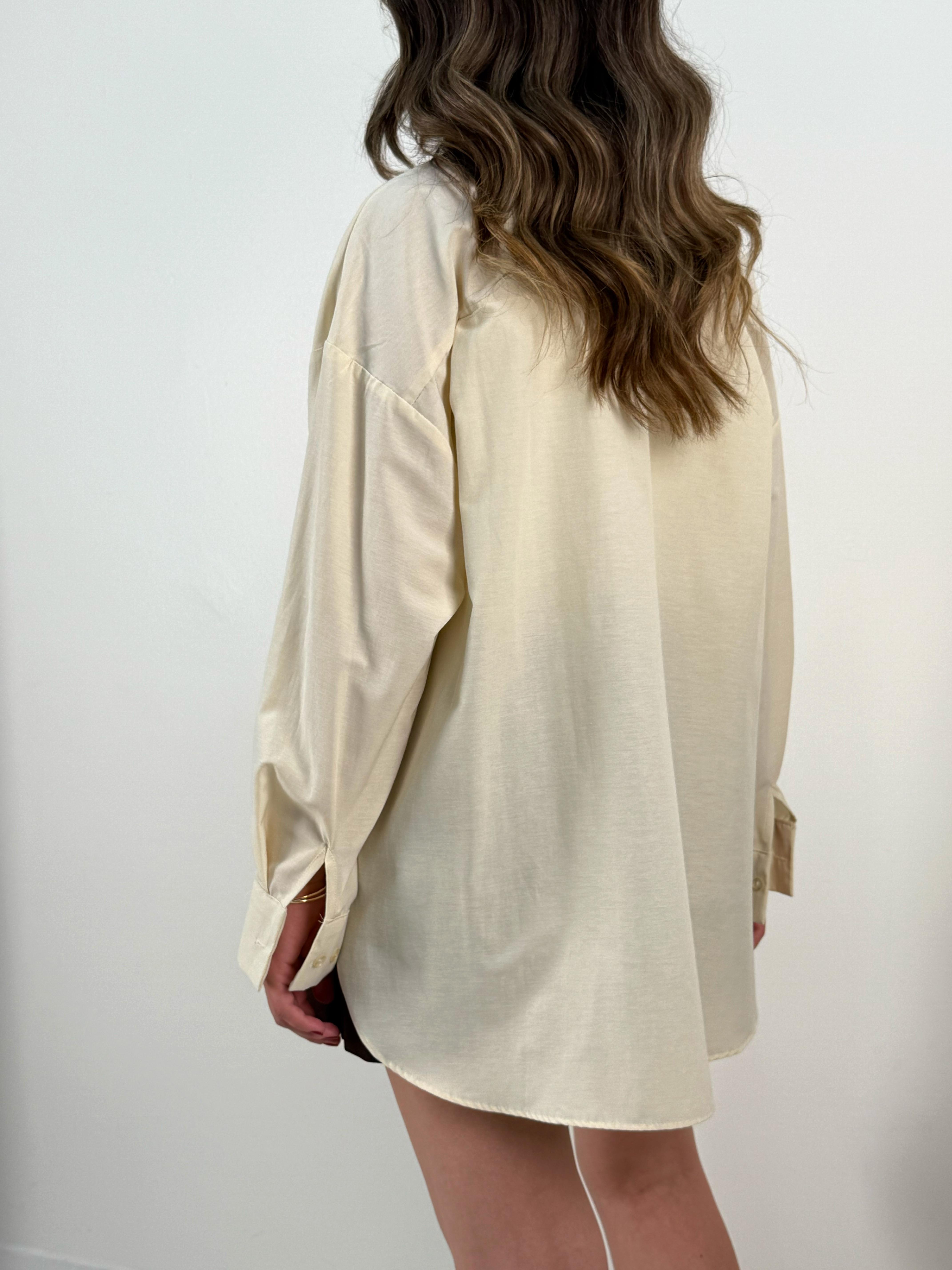 Açık Sarı Basic Oversize Gömlek
