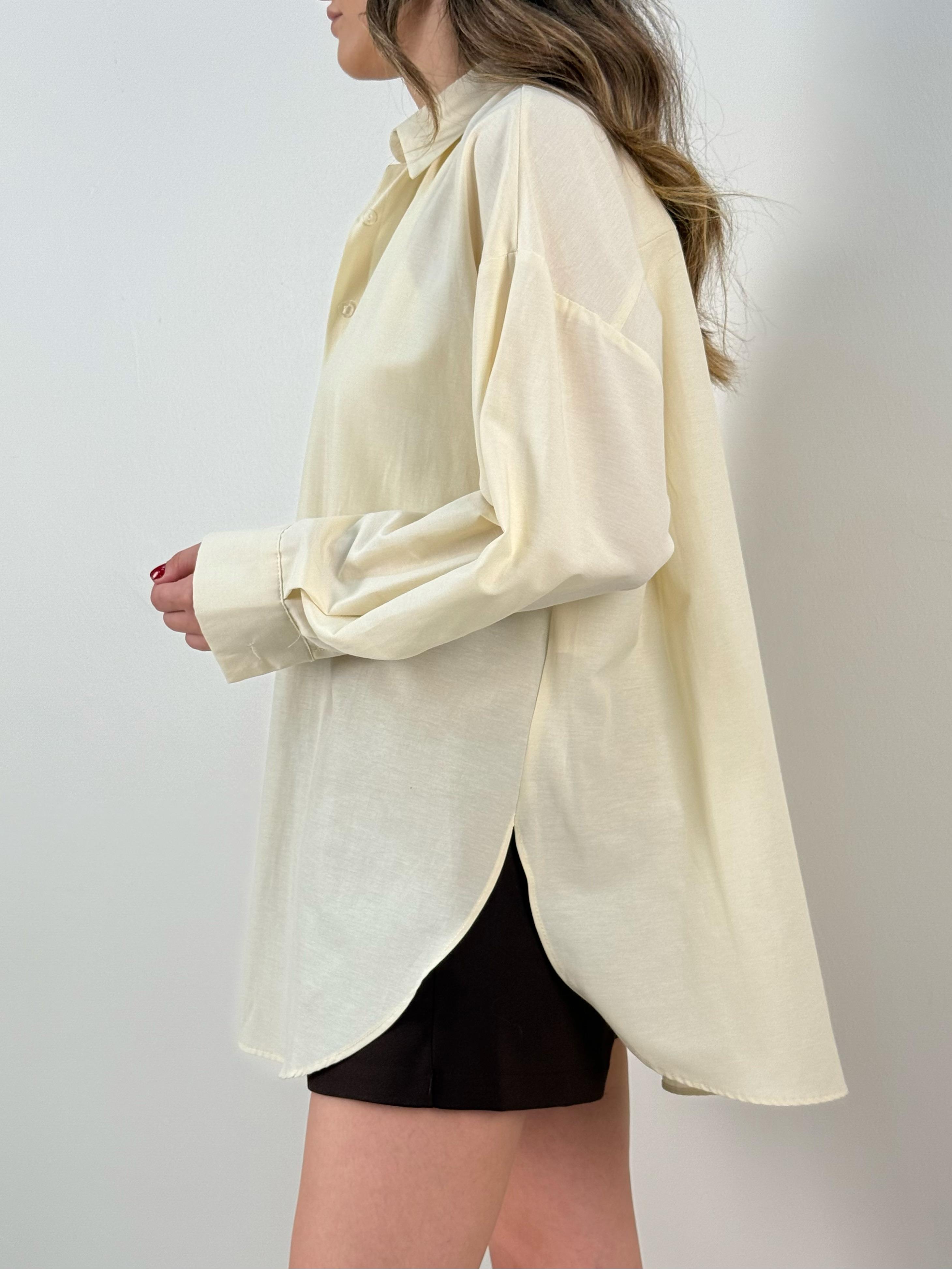 Açık Sarı Basic Oversize Gömlek