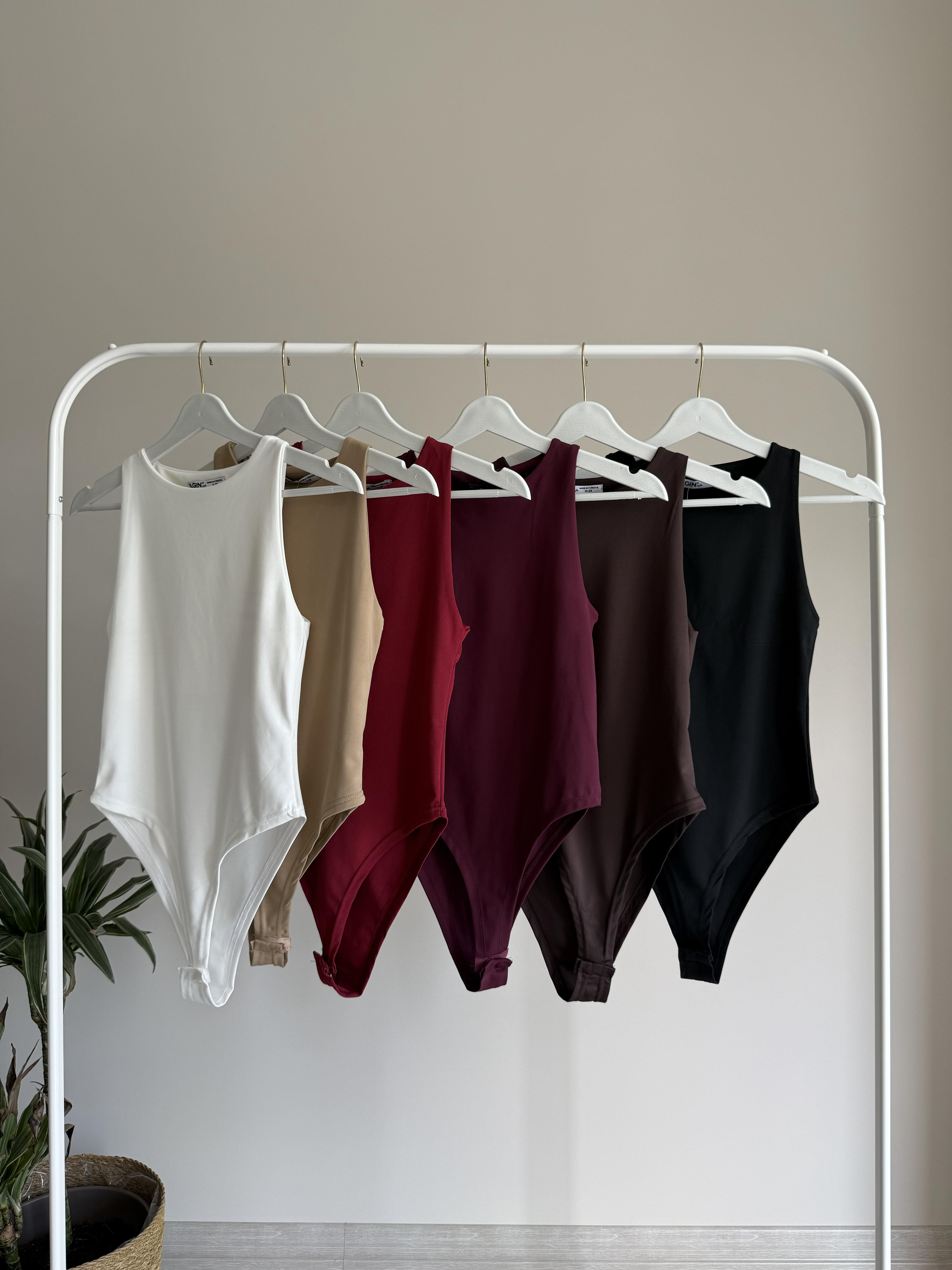 Bej Halter Yaka Bodysuit