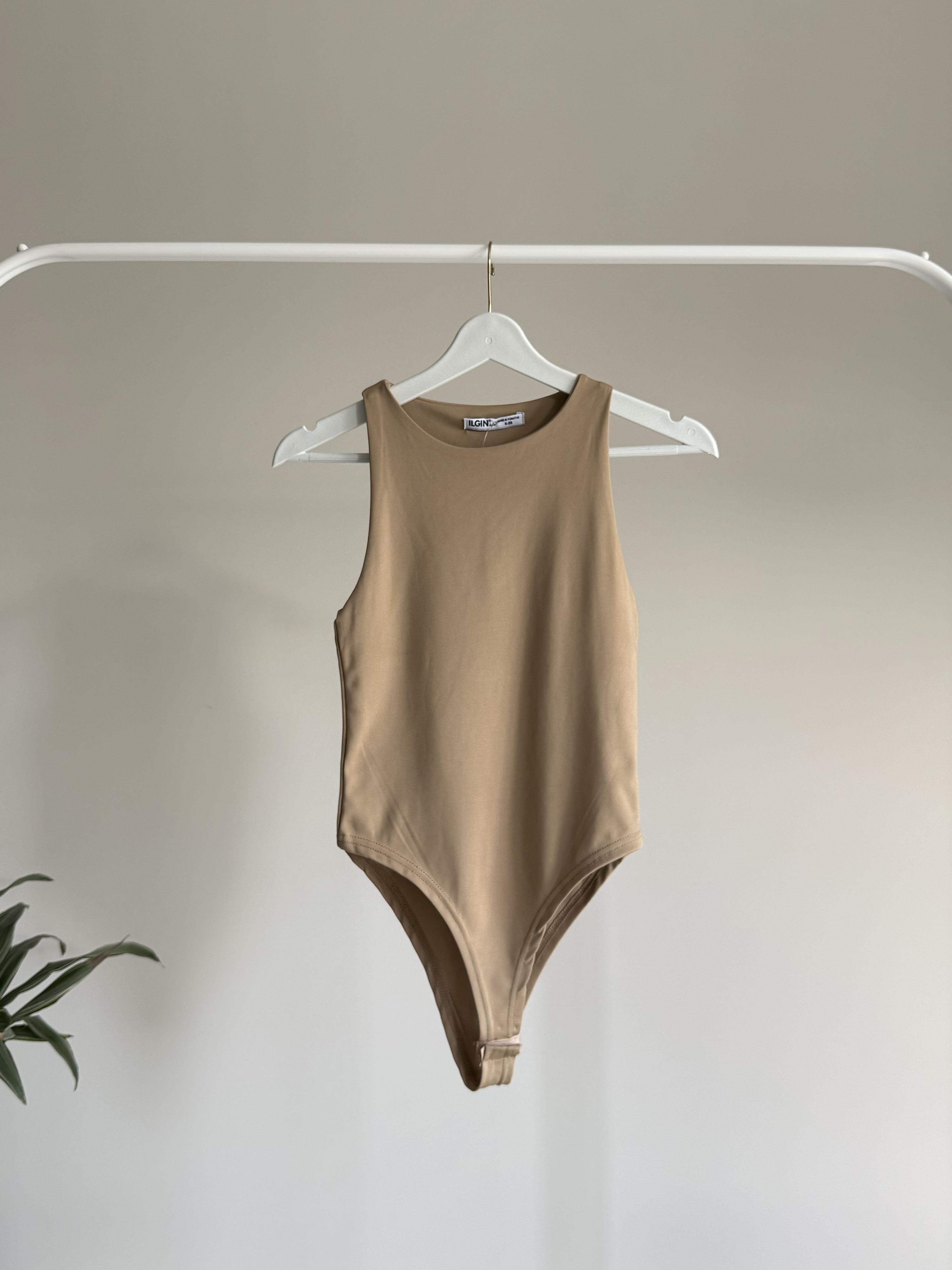 Bej Halter Yaka Bodysuit