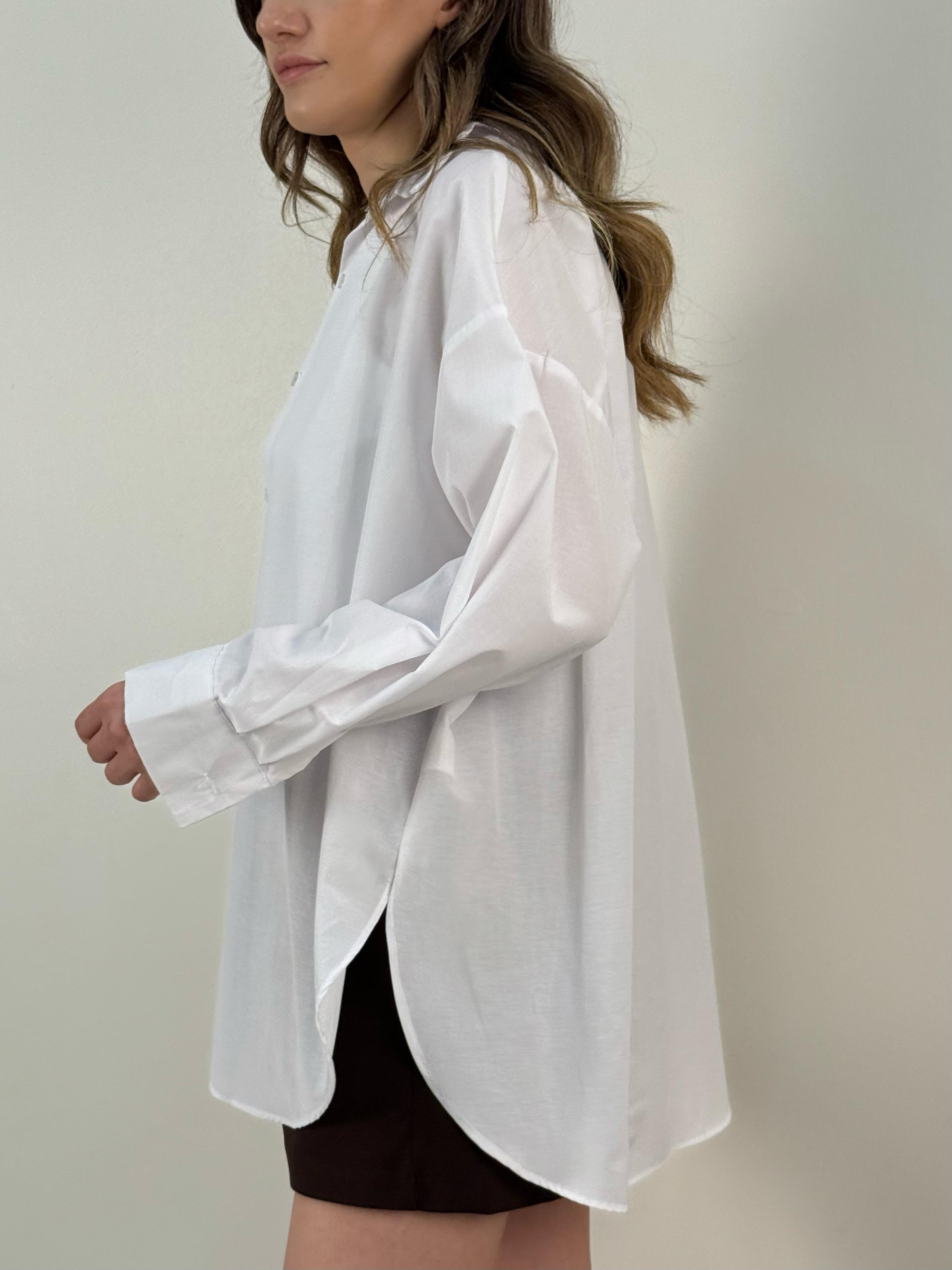 Beyaz Basic Oversize Gömlek