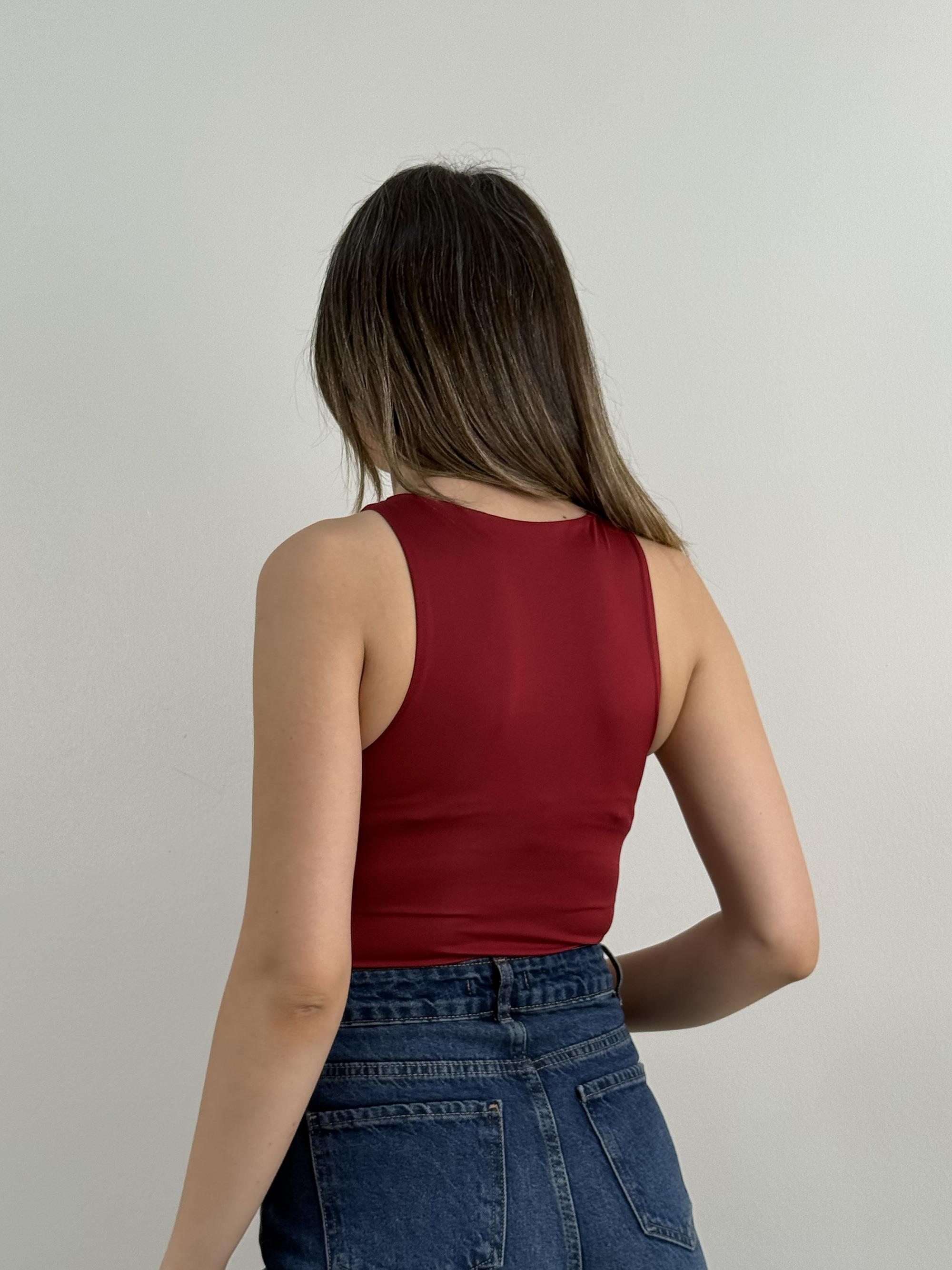 Kırmızı Halter Yaka Bodysuit