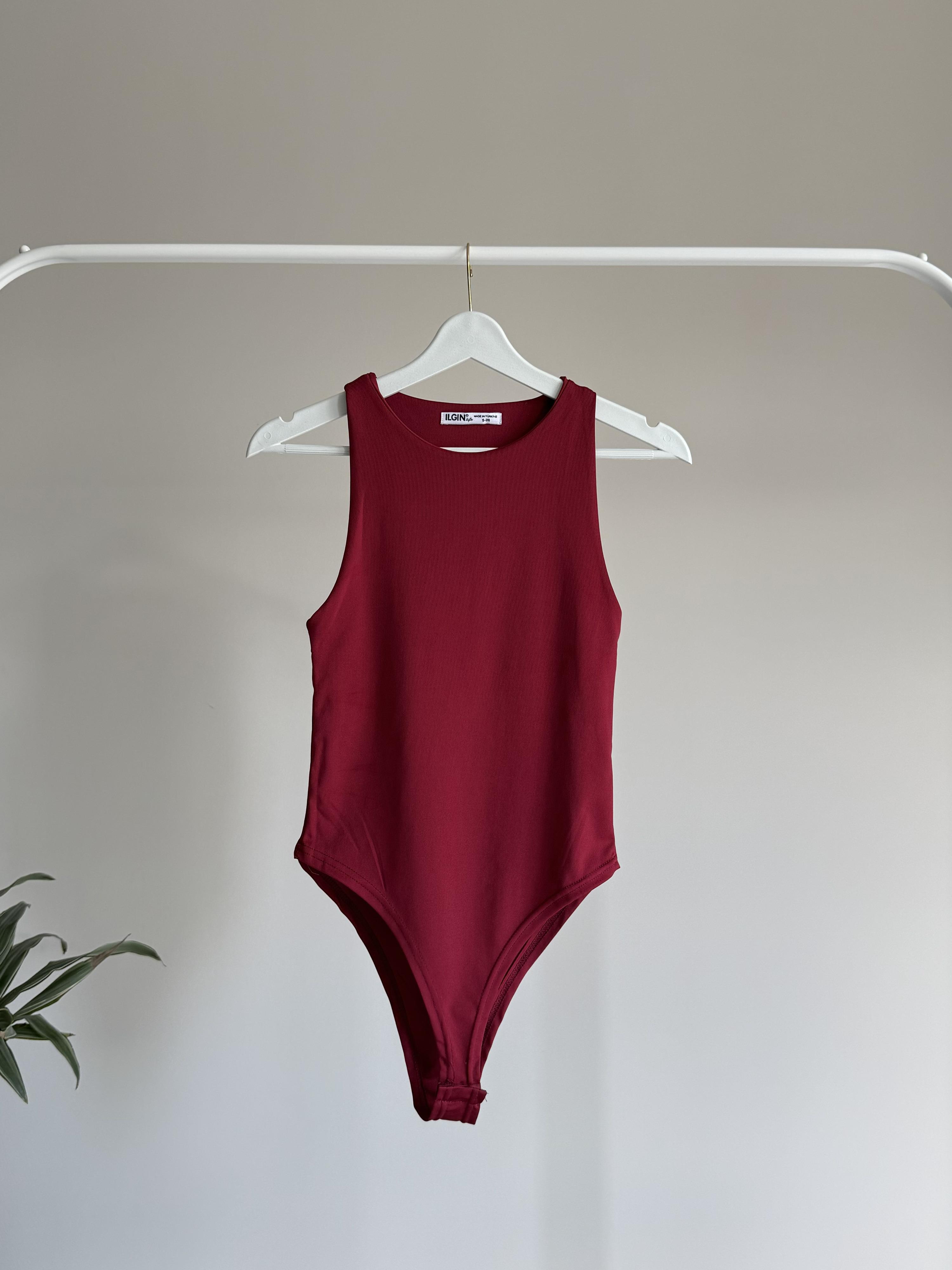 Kırmızı Halter Yaka Bodysuit