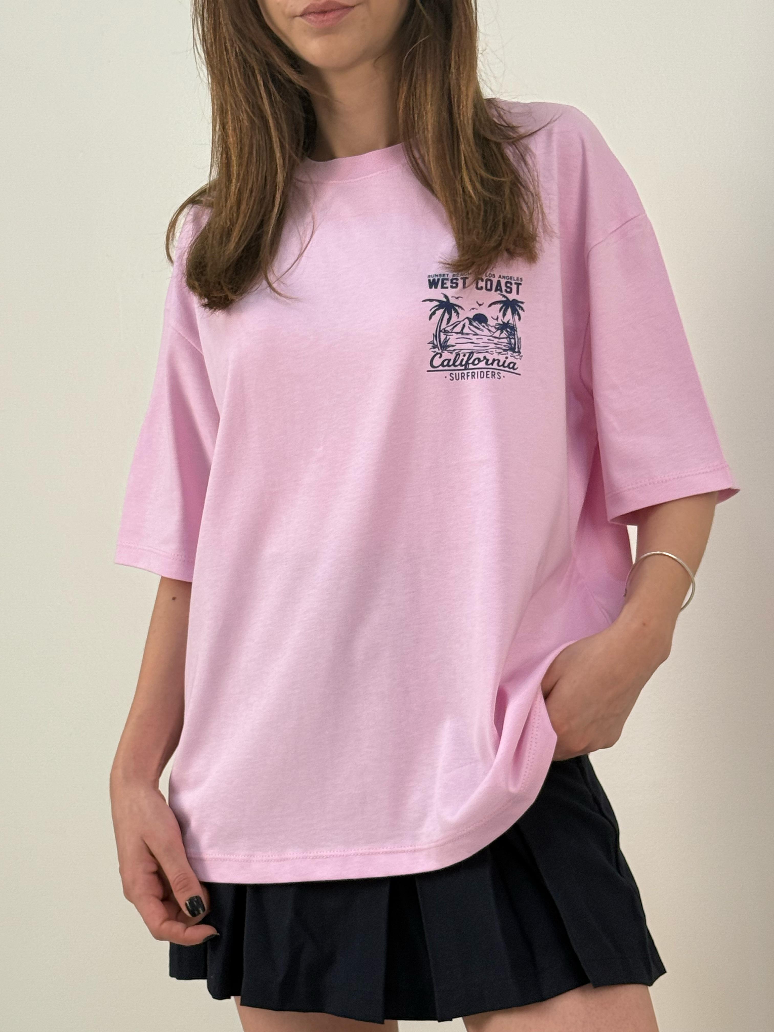 Pembe Baskılı T-shirt