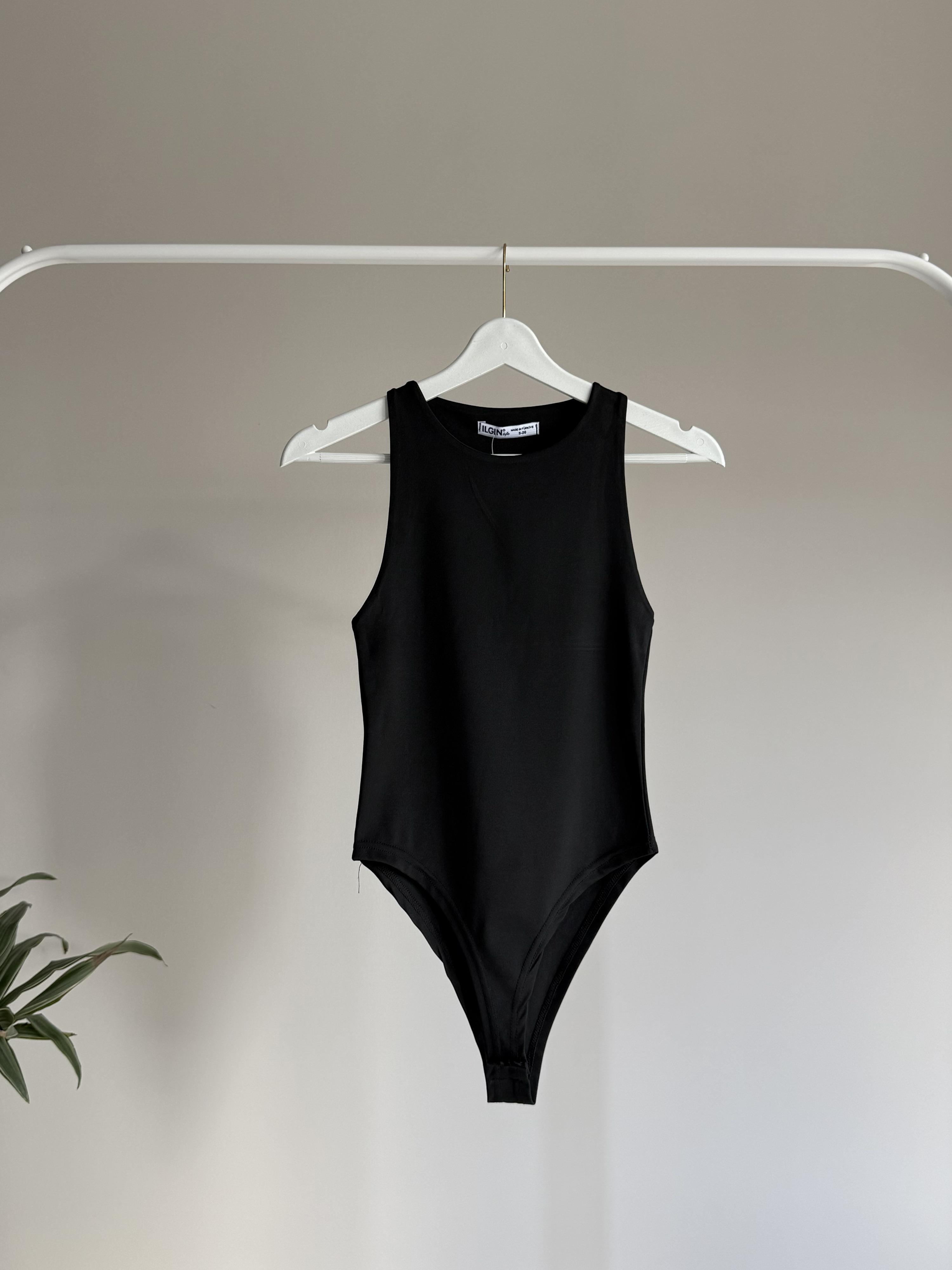 Siyah Halter Yaka Bodysuit