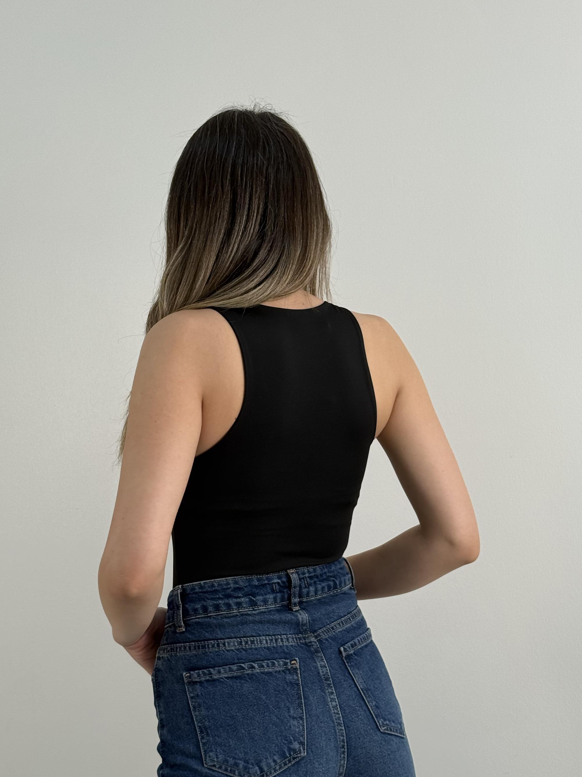Siyah Halter Yaka Bodysuit