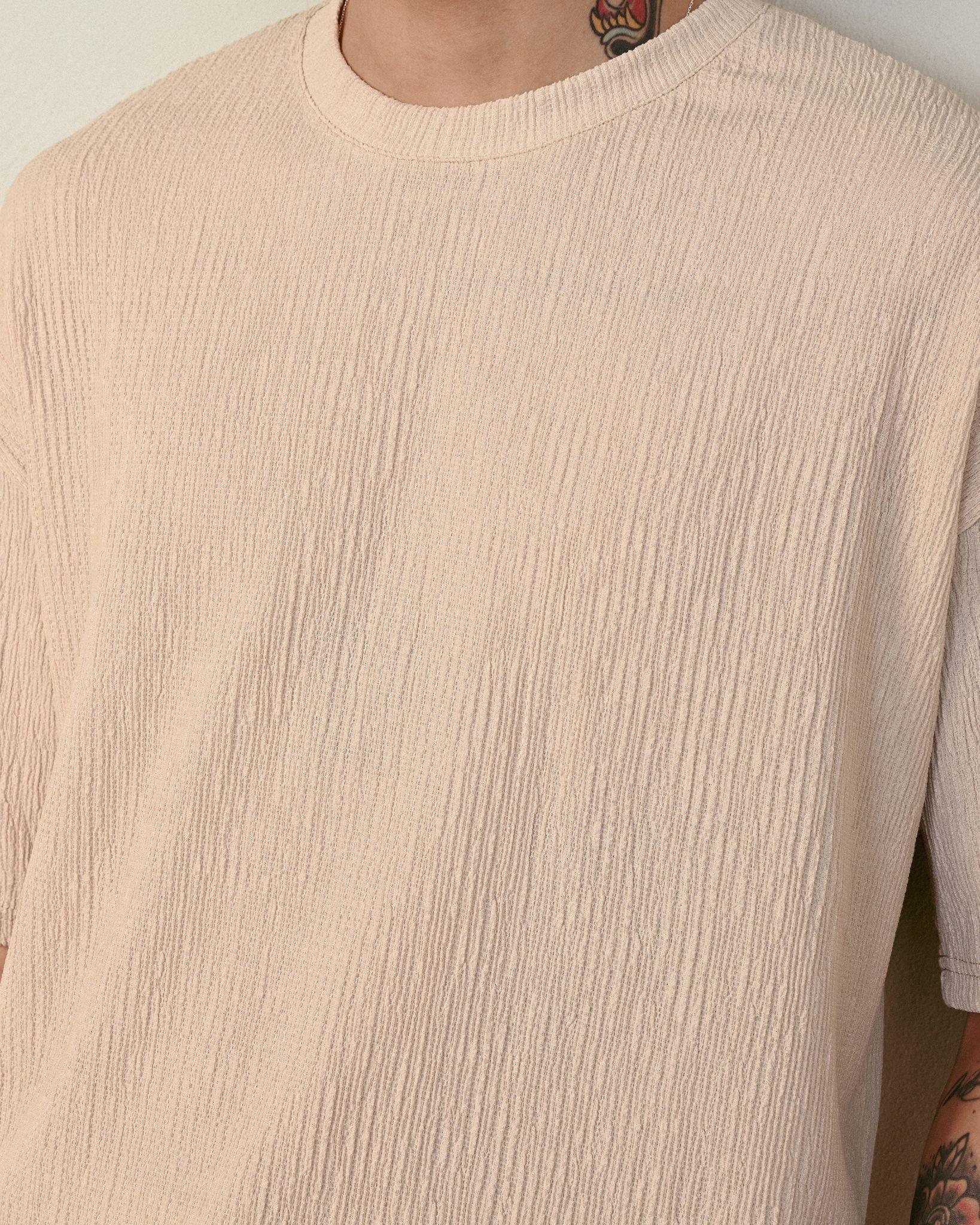 Bürümcük Kumaş Oversize Tshirt Bej