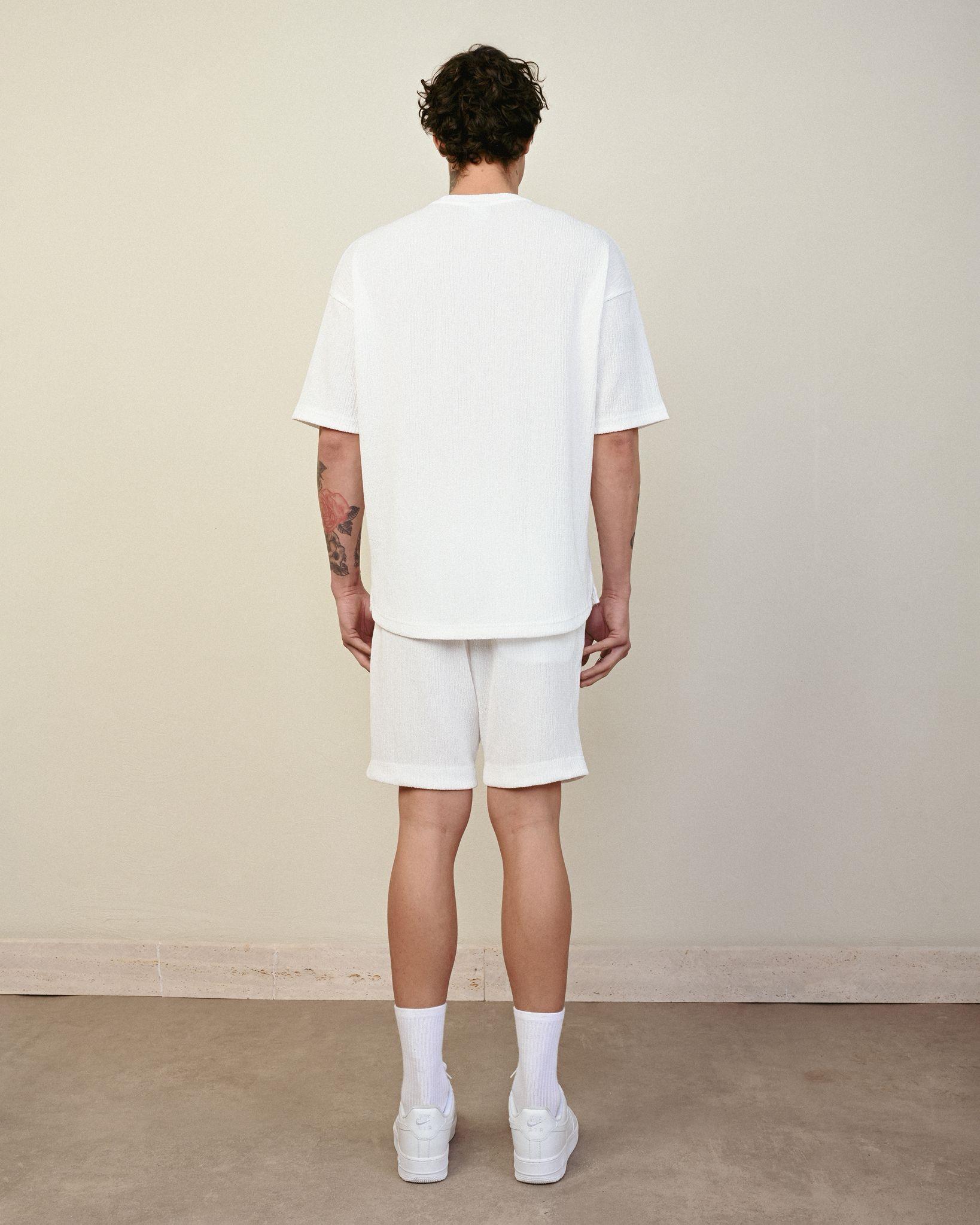 Bürümcük Kumaş Oversize Tshirt Beyaz
