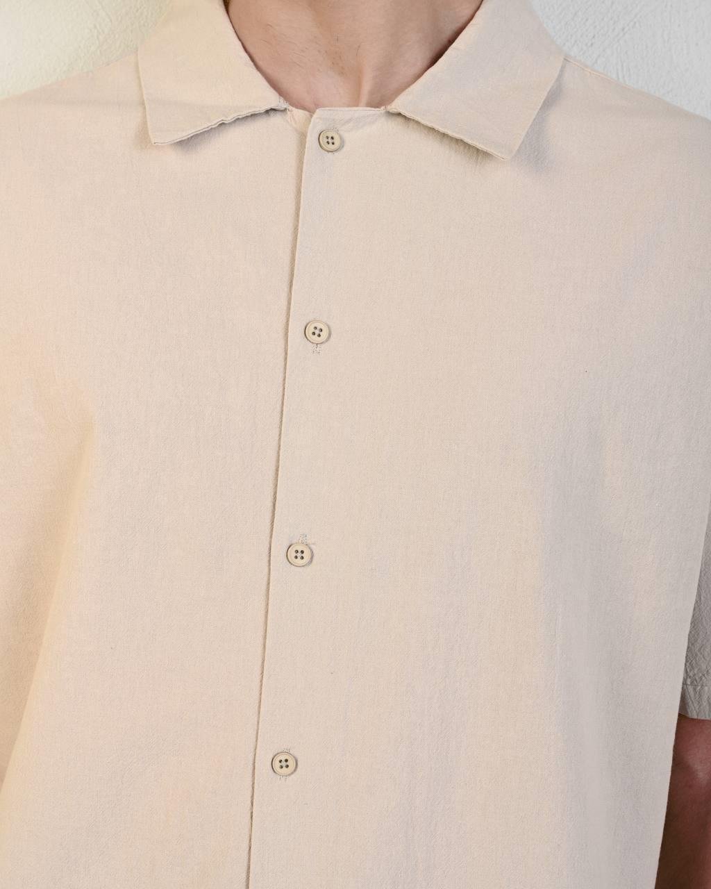 Sert Keten Oversize Gömlek Taş