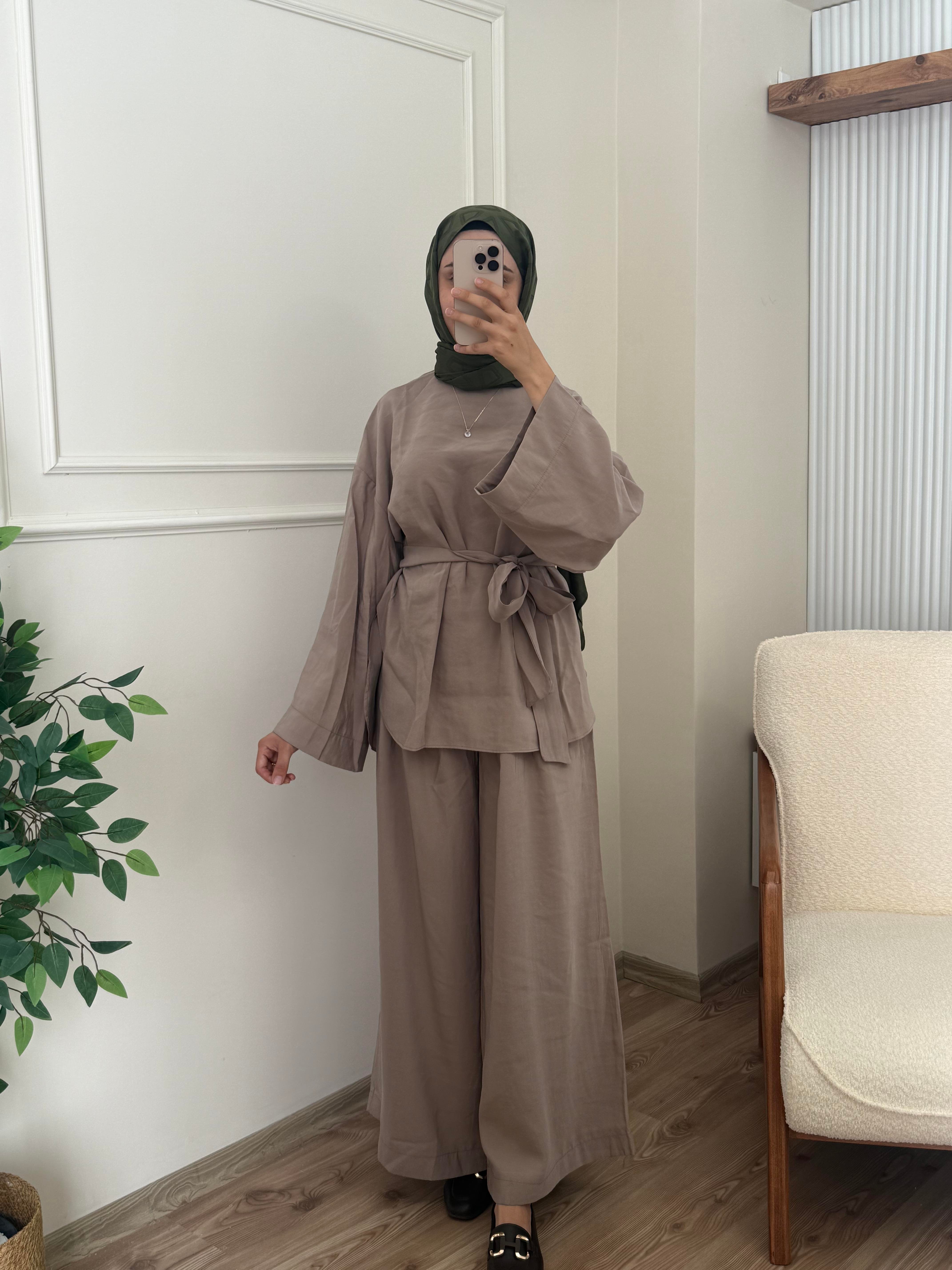 Camel Pantolonlu Takım | Vizon