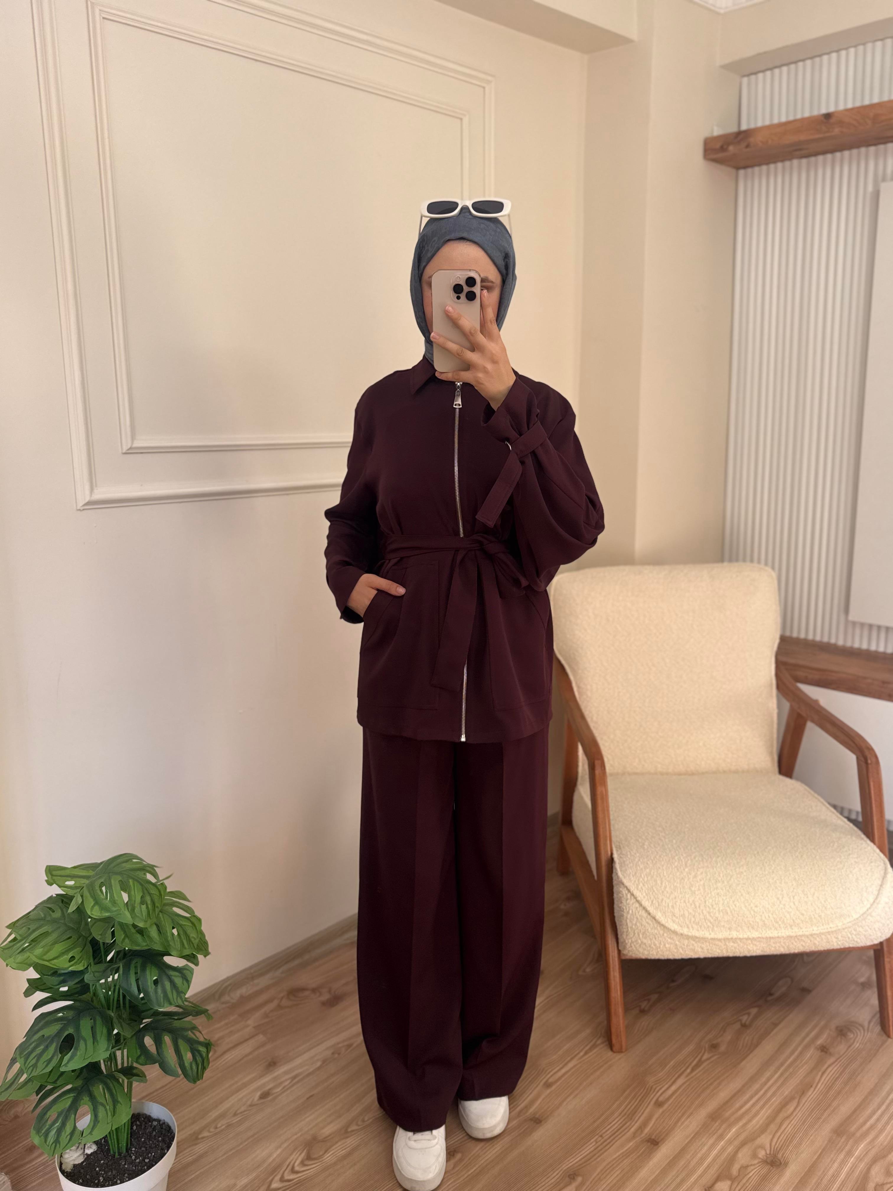 Duru Fermuarlı Takım | Mürdüm