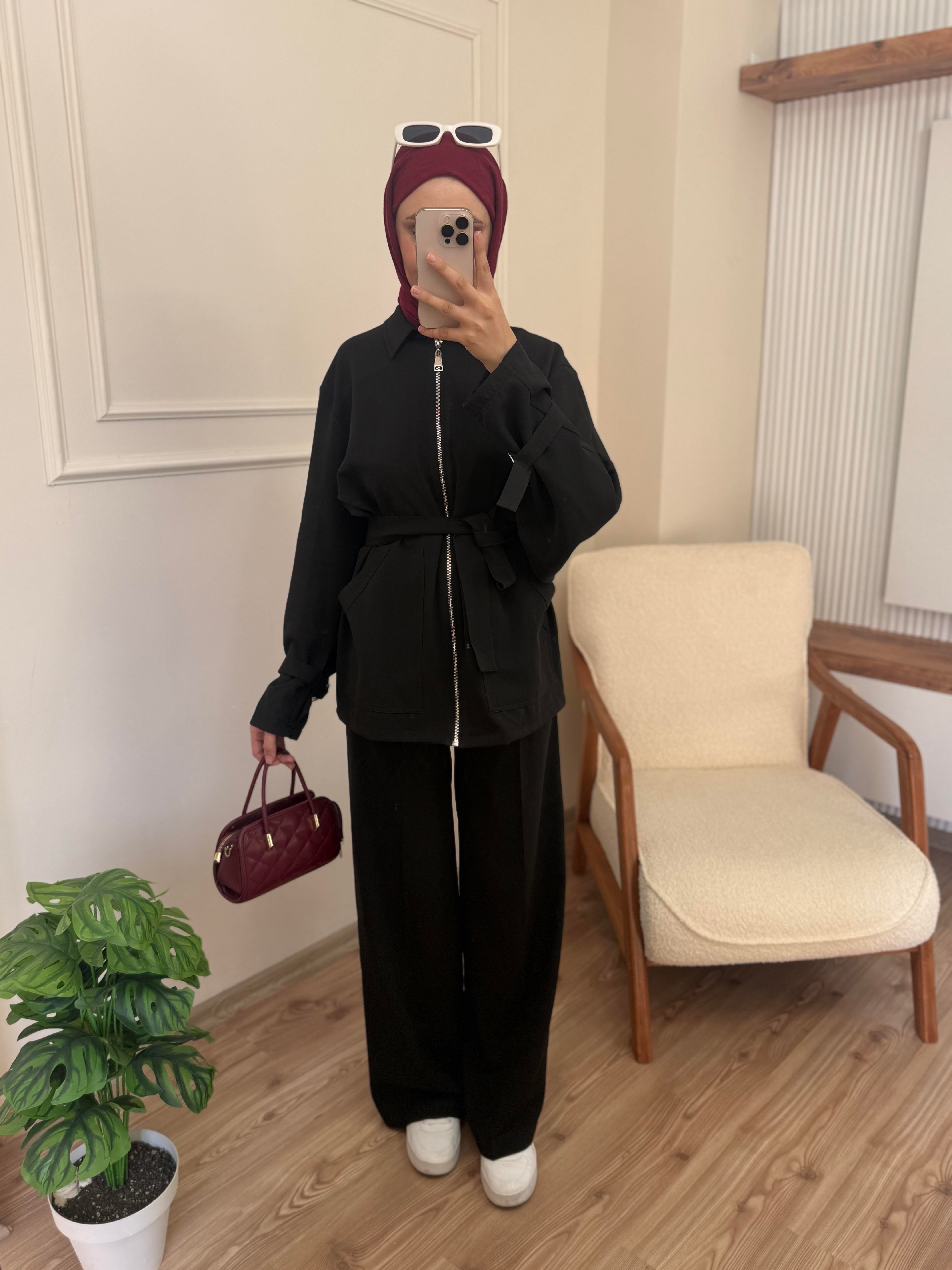 Duru Fermuarlı Takım | Siyah